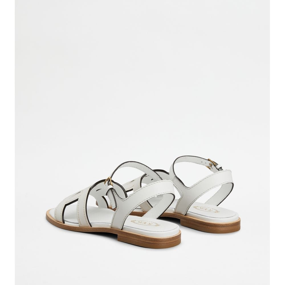 Tod's Tods Kate Sandals In Leather White Womens