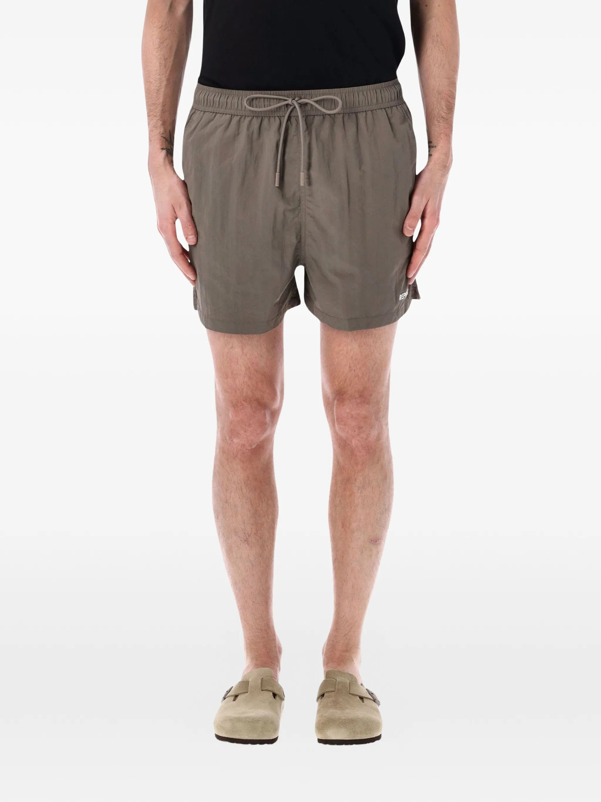 Represent drawstring swim shorts