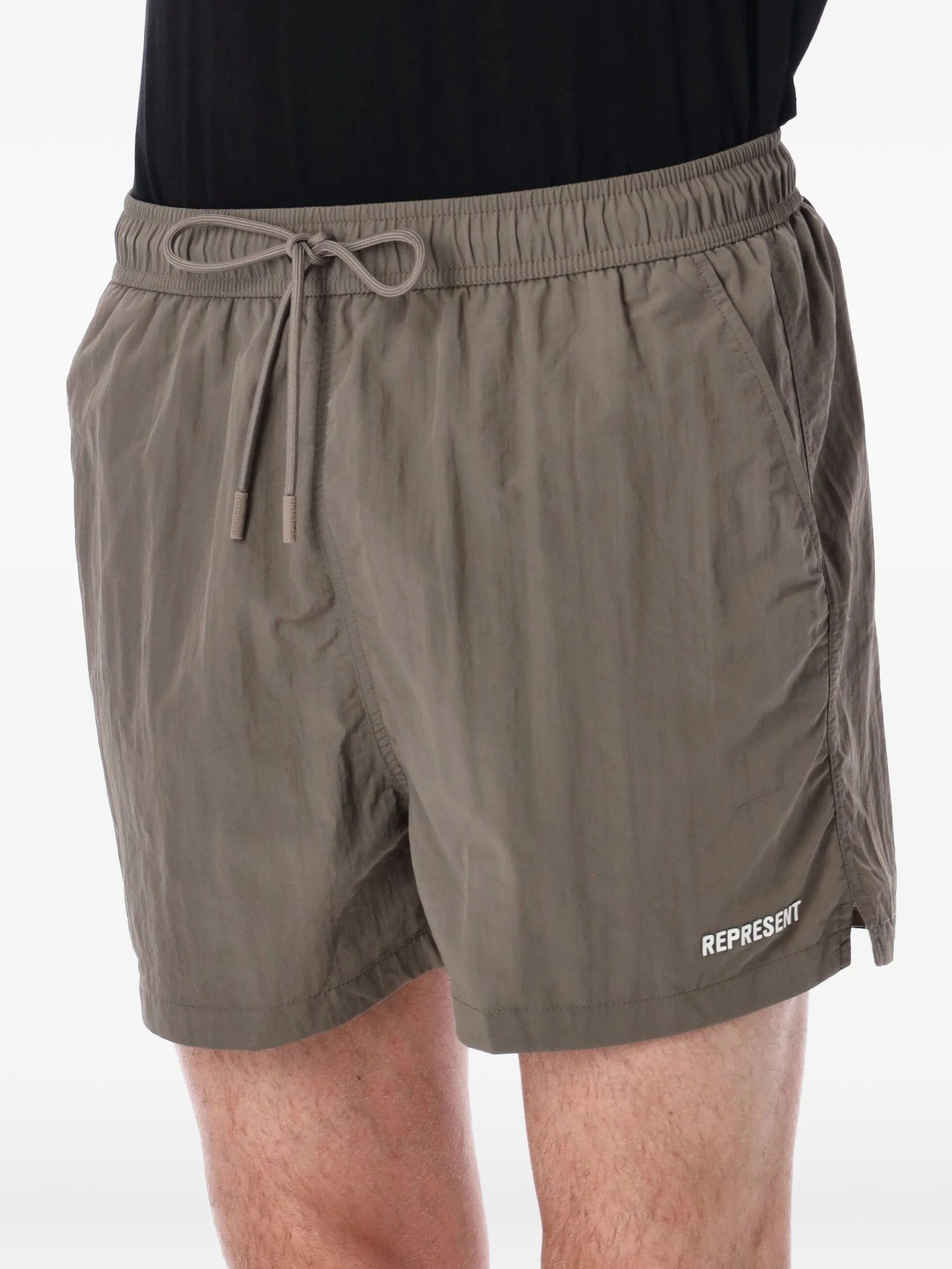 Represent drawstring swim shorts