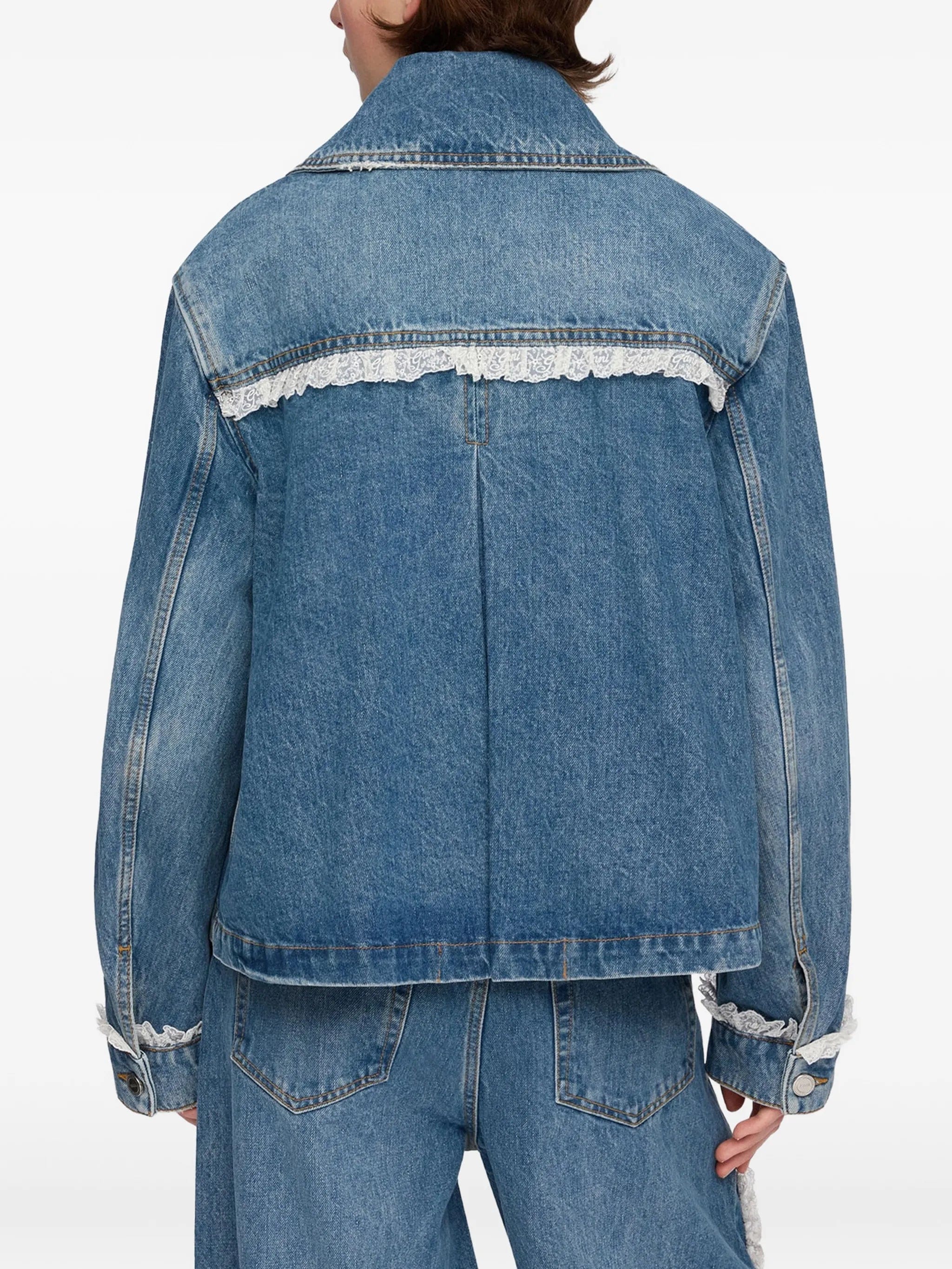 GANNI lace - trim denim jacket