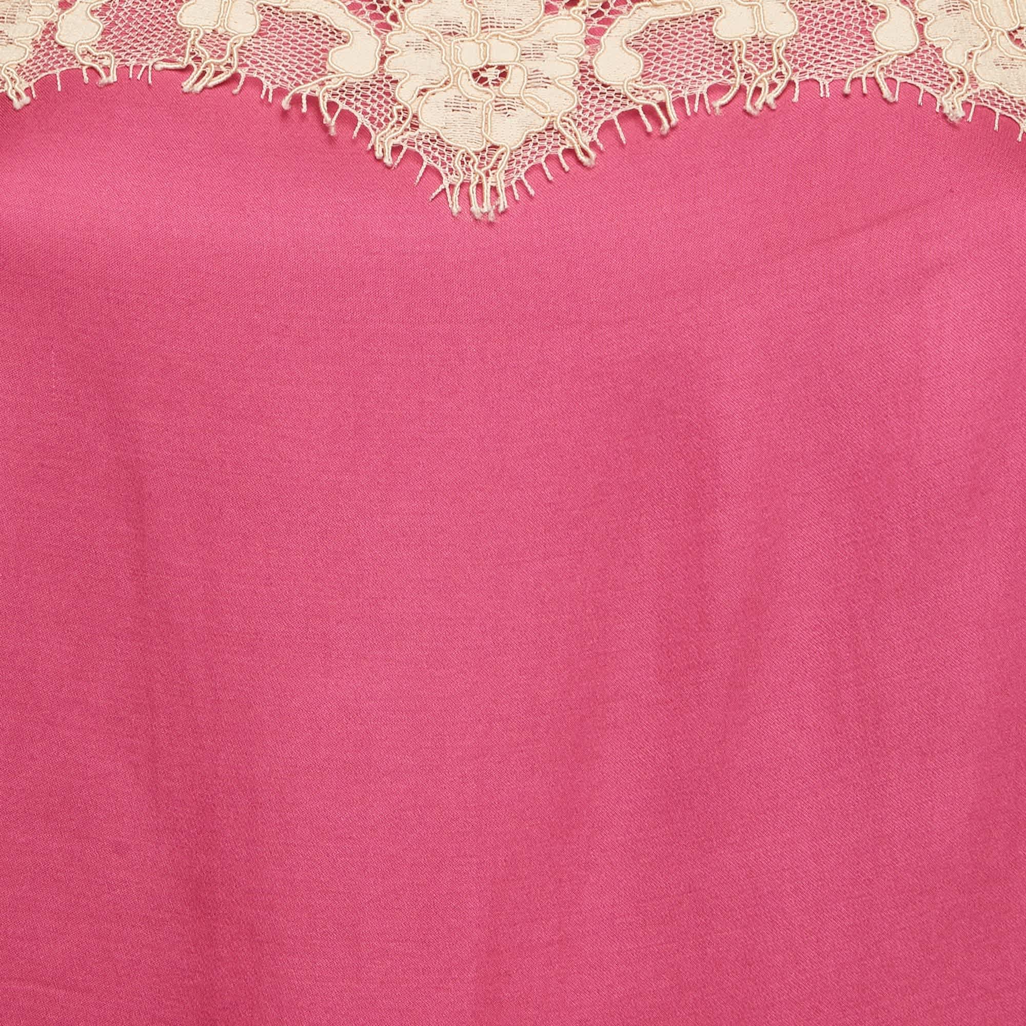 Liu Jo Pink Satin Lace Trim Cami Top