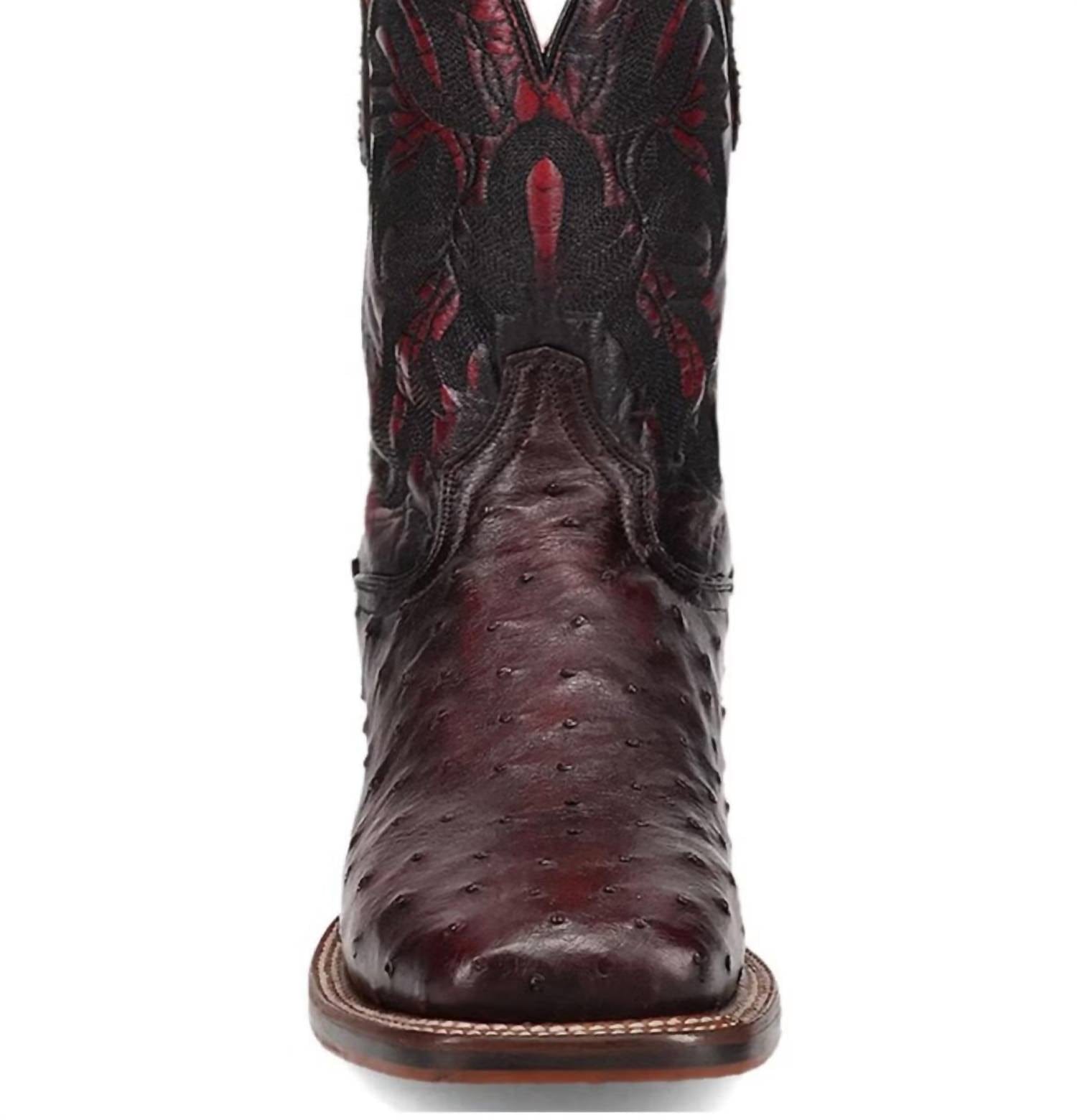 cherry Men's Alamosa Exotic Ostrich Western Boots In Black Cherry