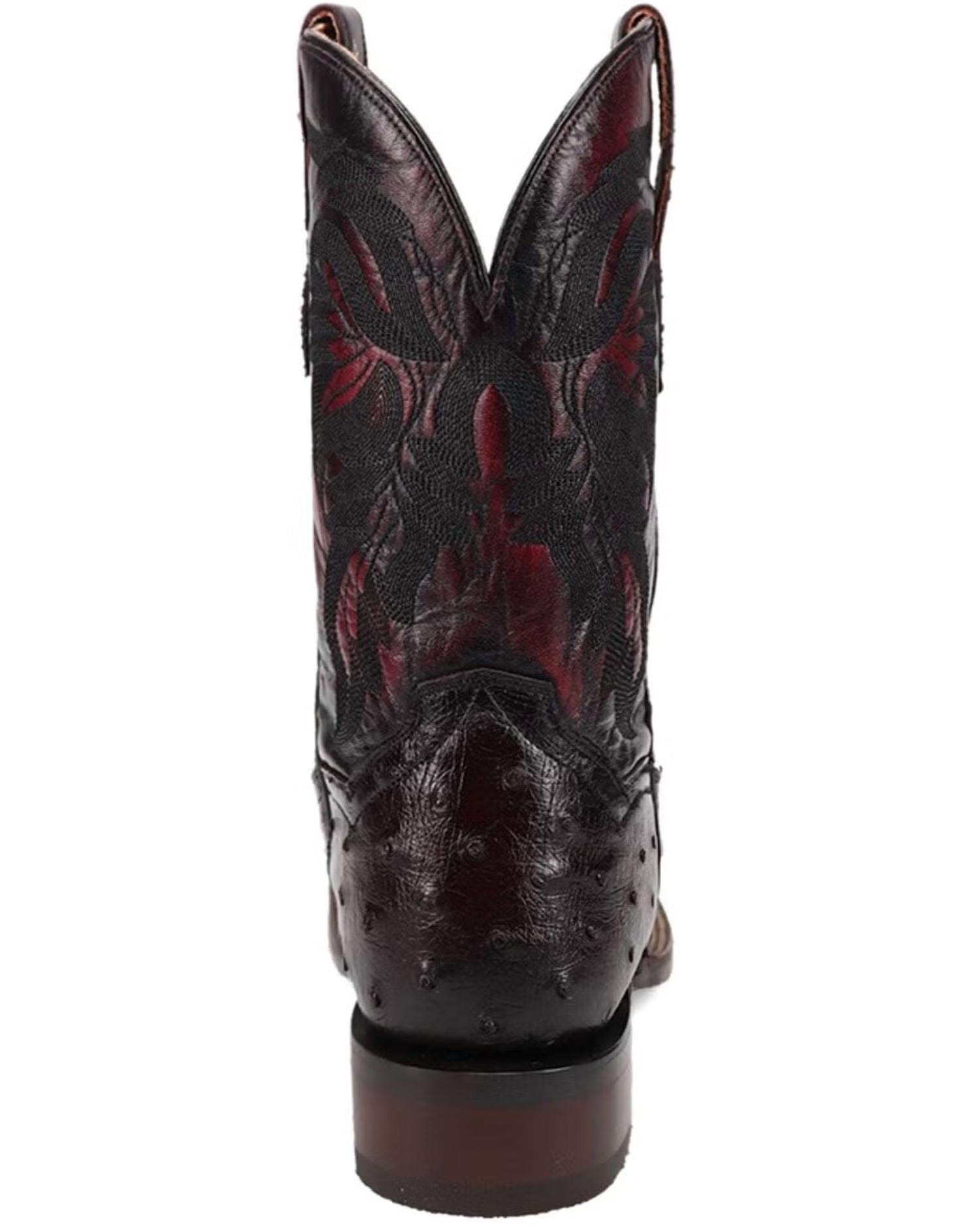 cherry Men's Alamosa Exotic Ostrich Western Boots In Black Cherry