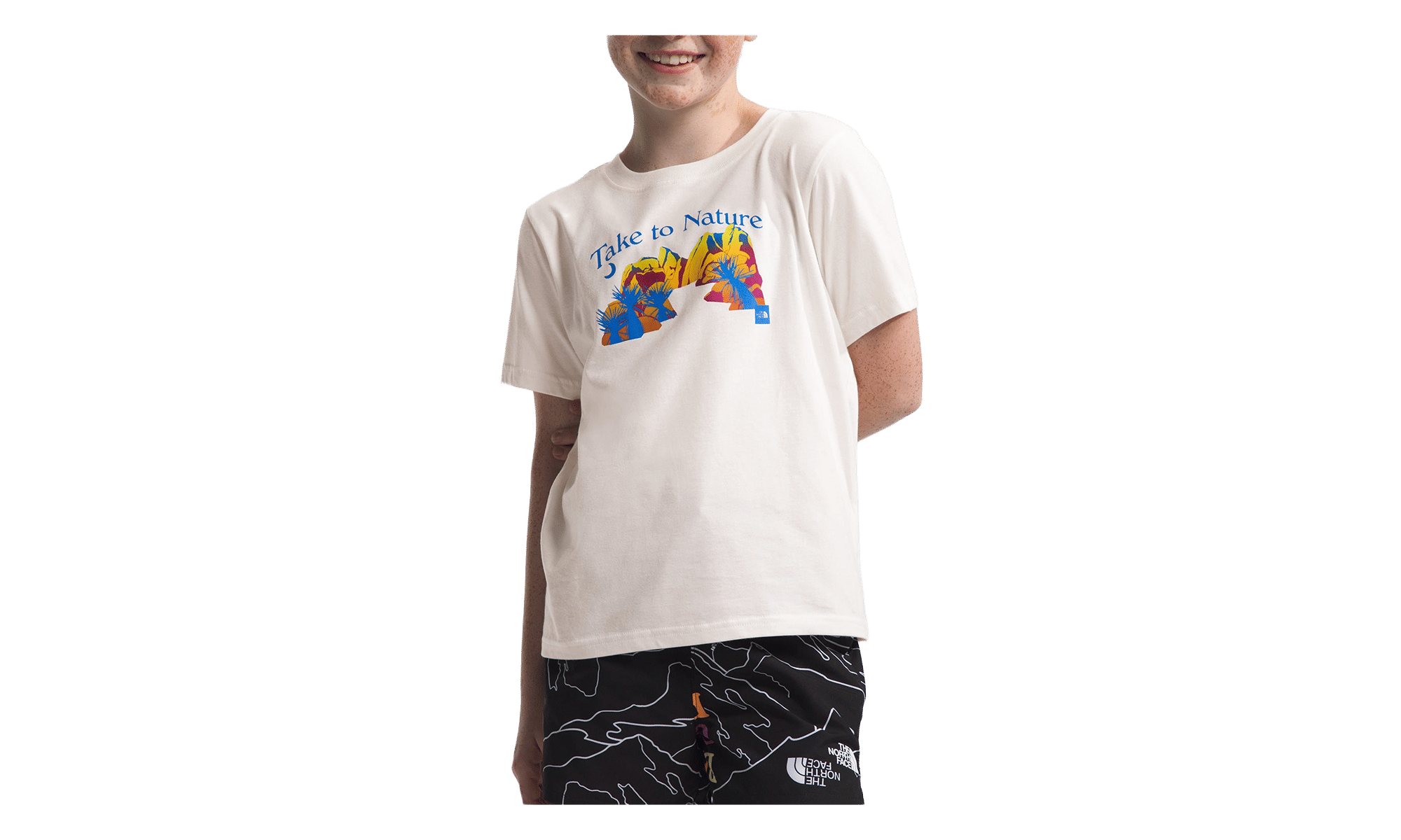 THE NORTH FACE Graphic T - Shirt GS Gardenia White Multi Color Print NF0A84MM4P11