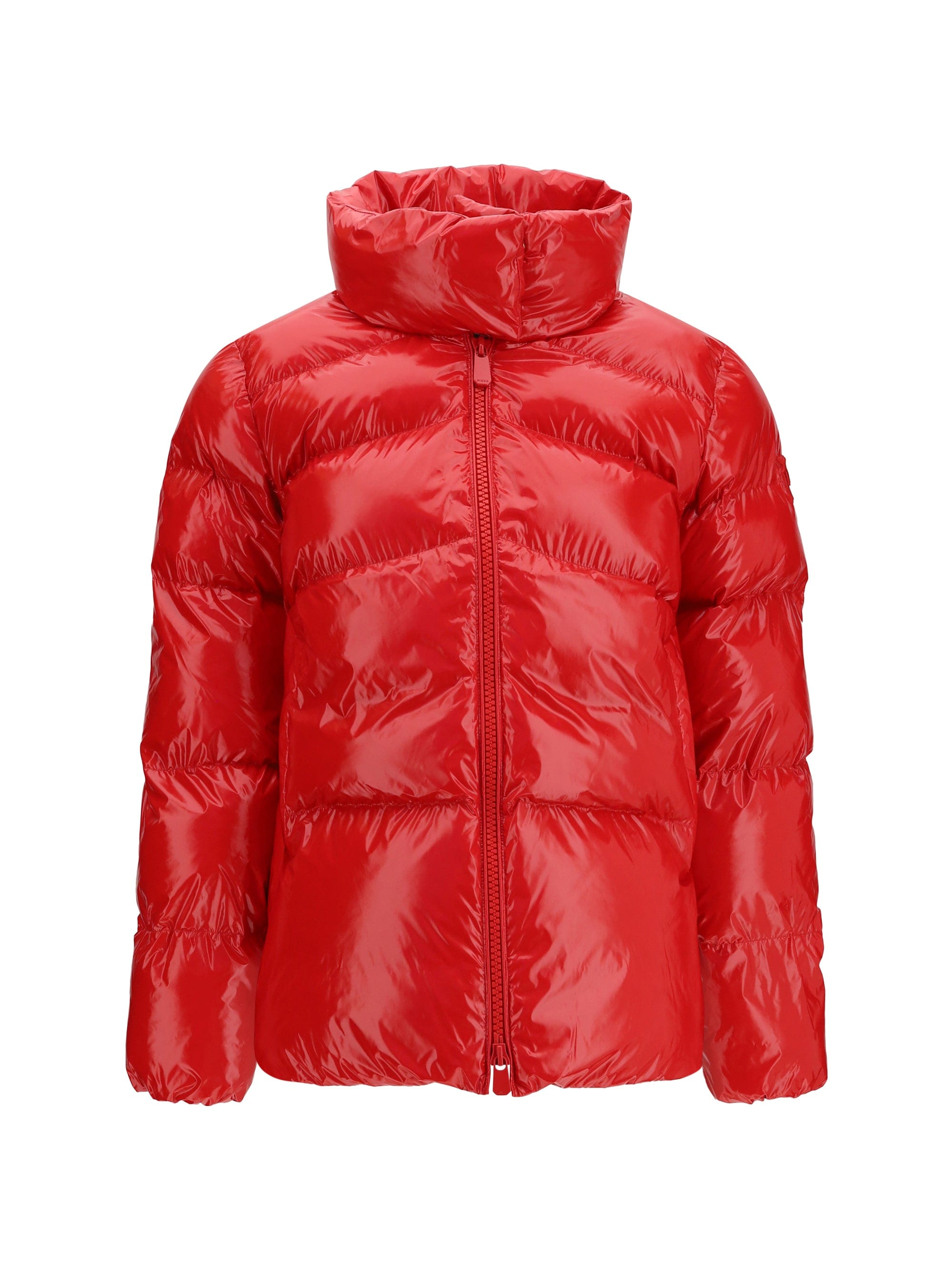 Pinko Glossy Quilted Down Jacket — Red