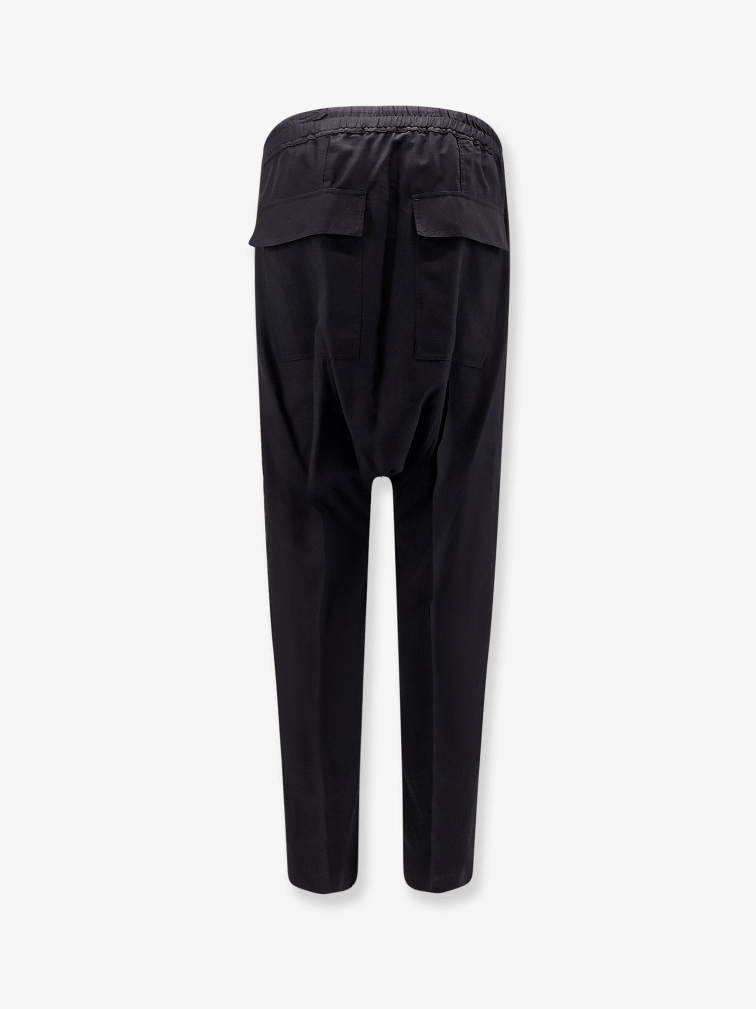 RICK OWENS Drawstring Long certified virgin wool trousers