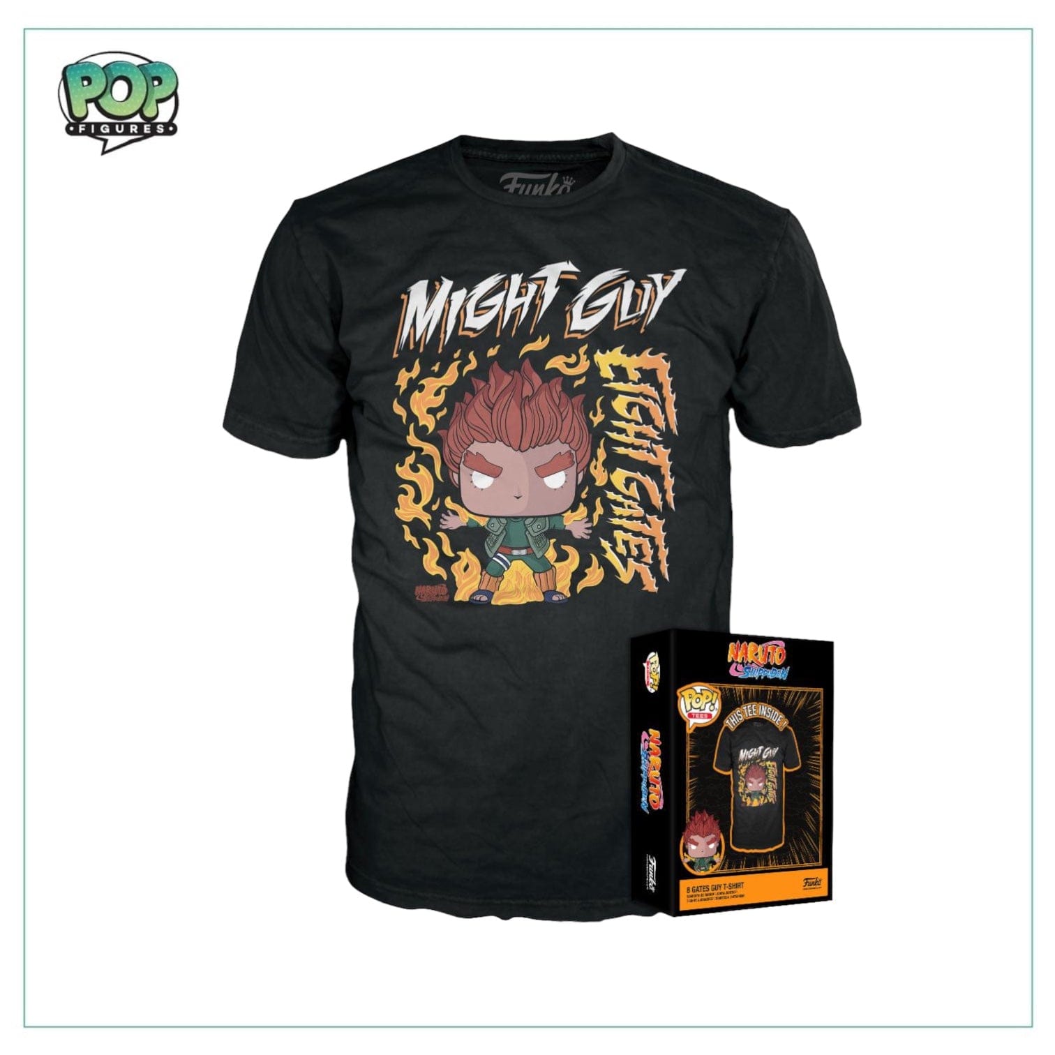 Pop Figures | Funko | Pop Funko | Funko Pop Boxed T-Shirt - Might Guy - Naruto Shippuden