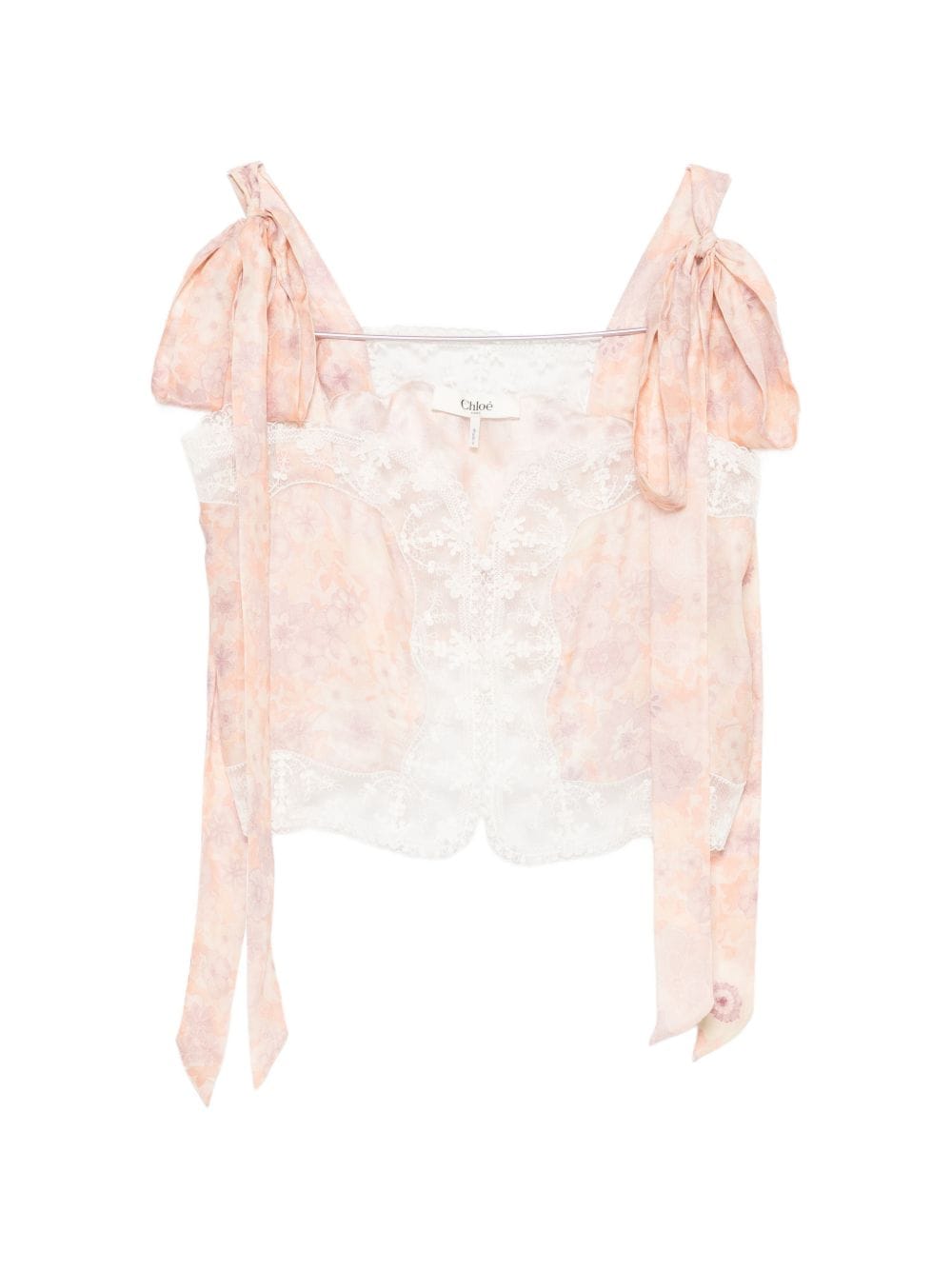 Chloé lace - trim floral - print top