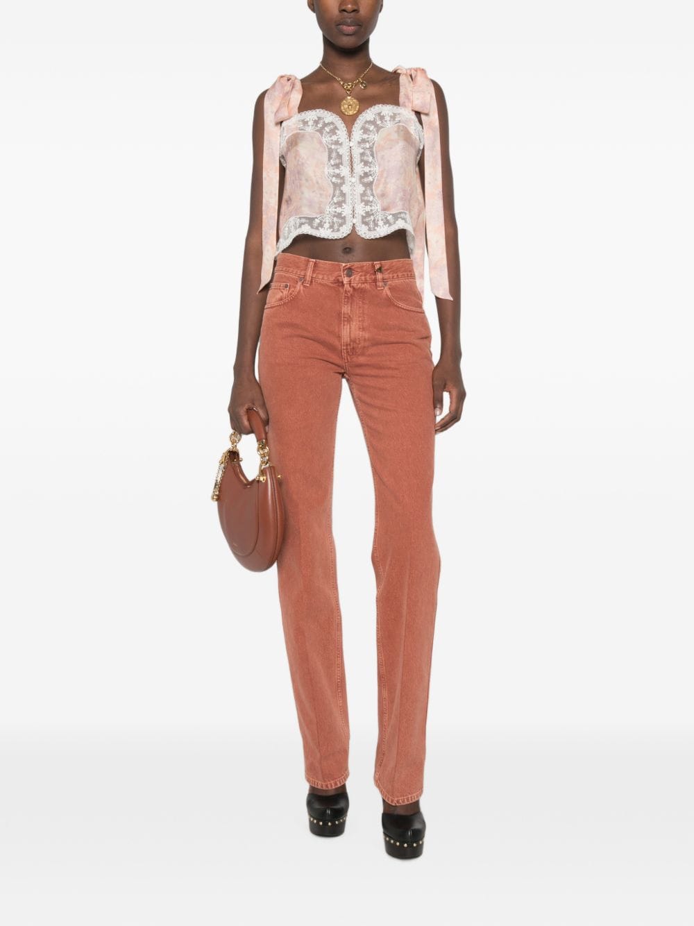Chloé lace - trim floral - print top