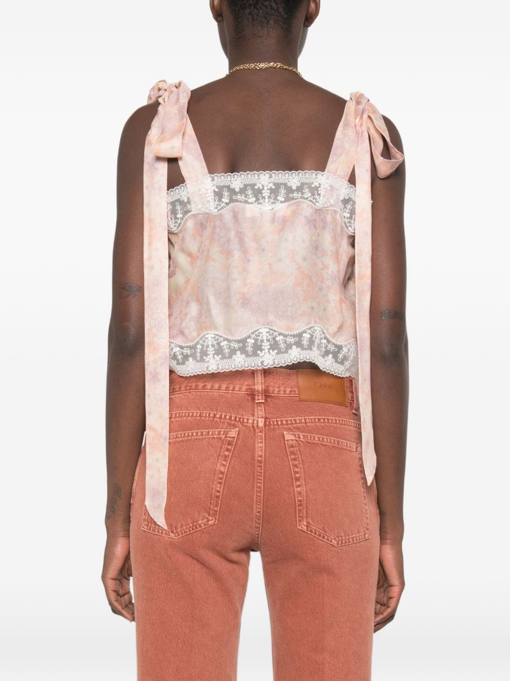 Chloé lace - trim floral - print top