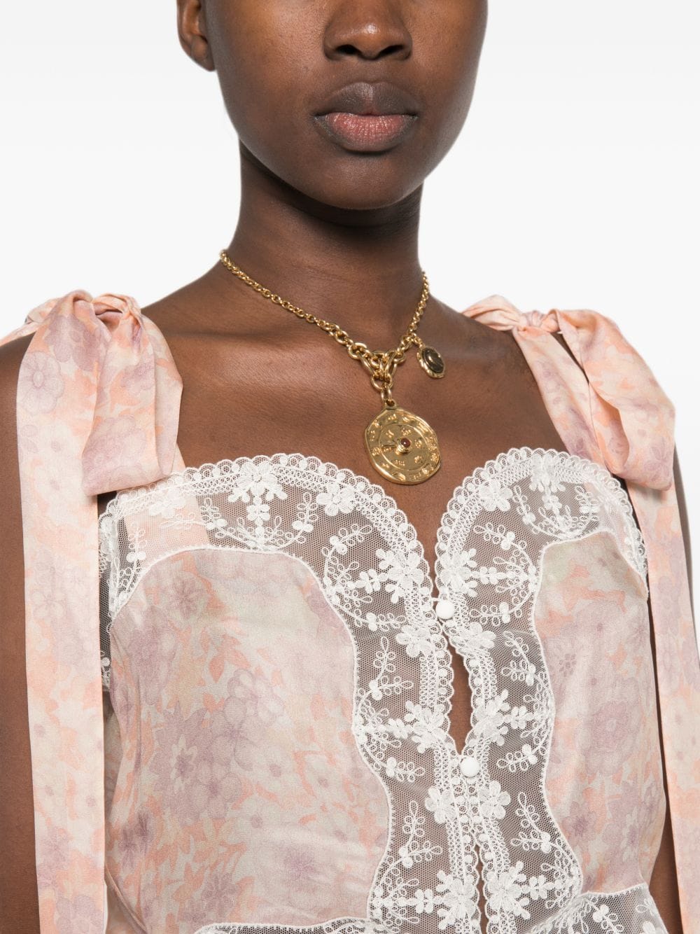 Chloé lace - trim floral - print top