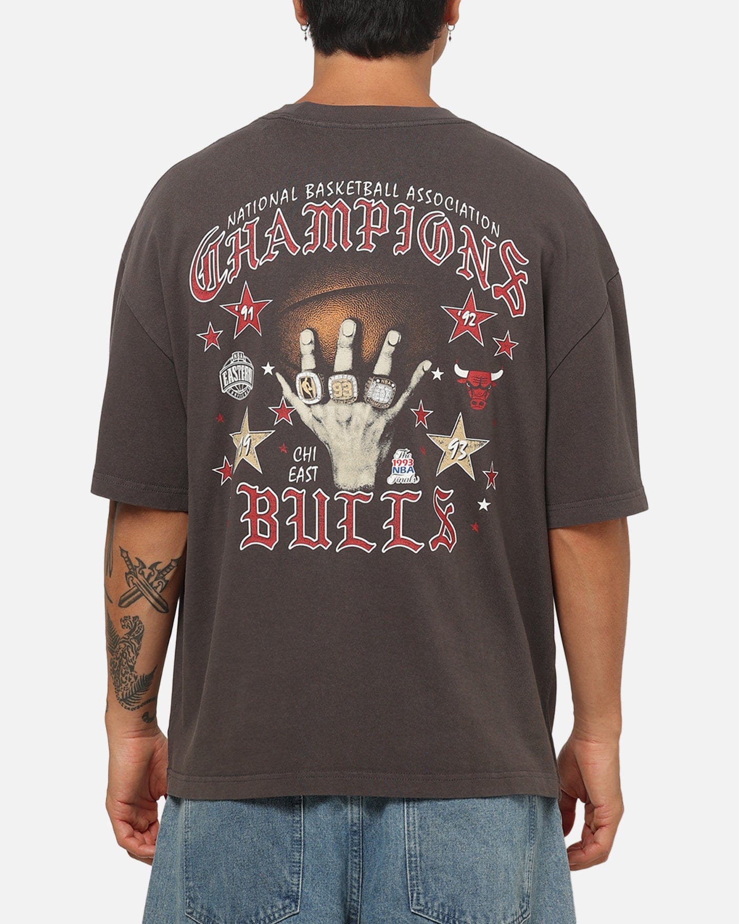 Mitchell & NESS Chicago Bulls Blackletter Champs Box T - Shirt Slate