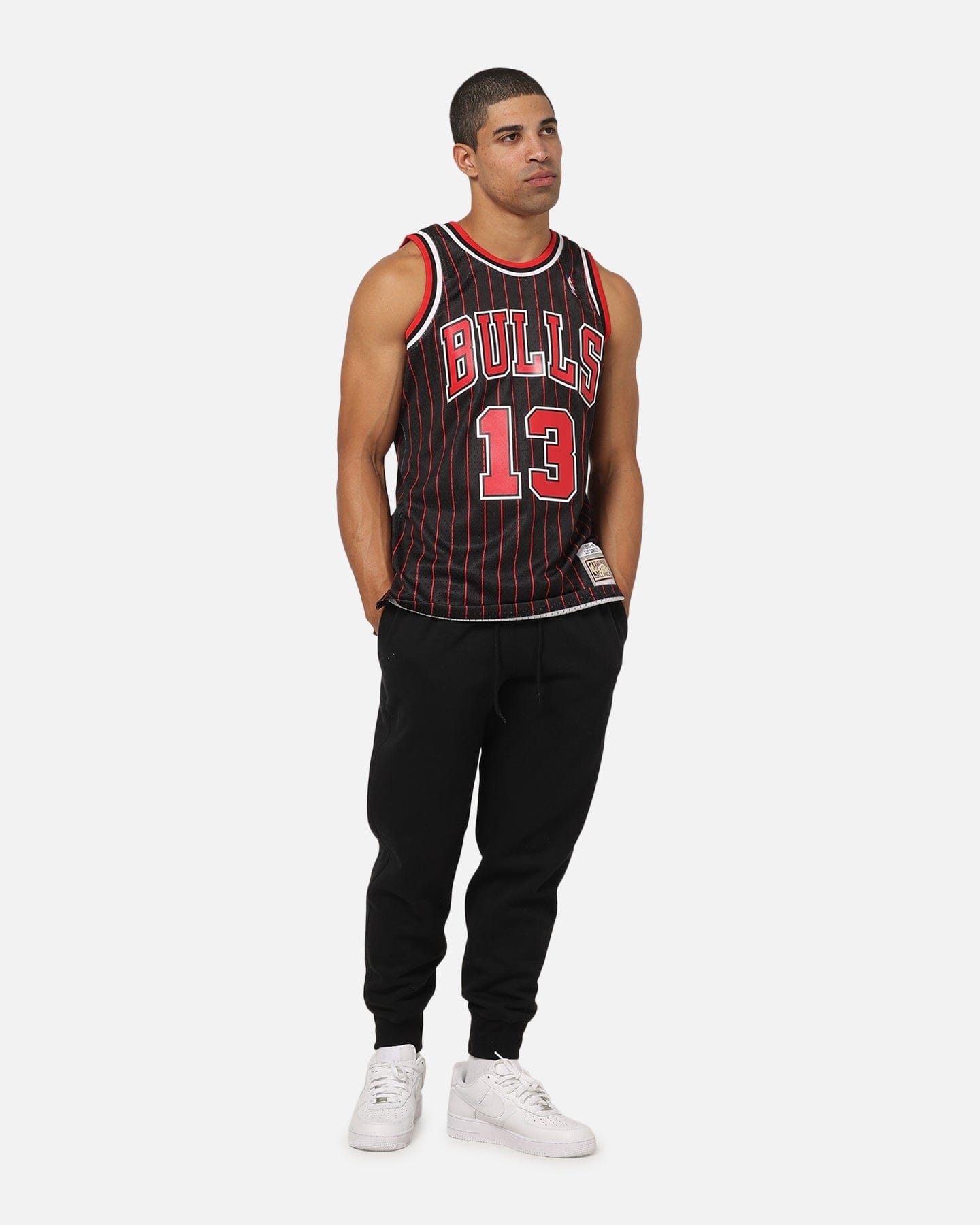 Mitchell & NESS Chicago Bulls Luc Longley 1995 Pinstripe Jersey Black