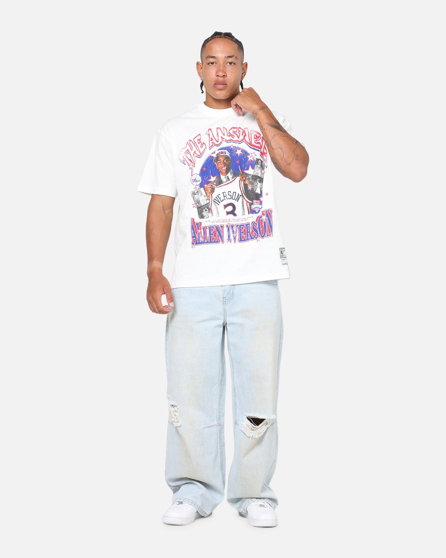 Mitchell & NESS Allen Iverson Star Burster T - Shirt Vintage White