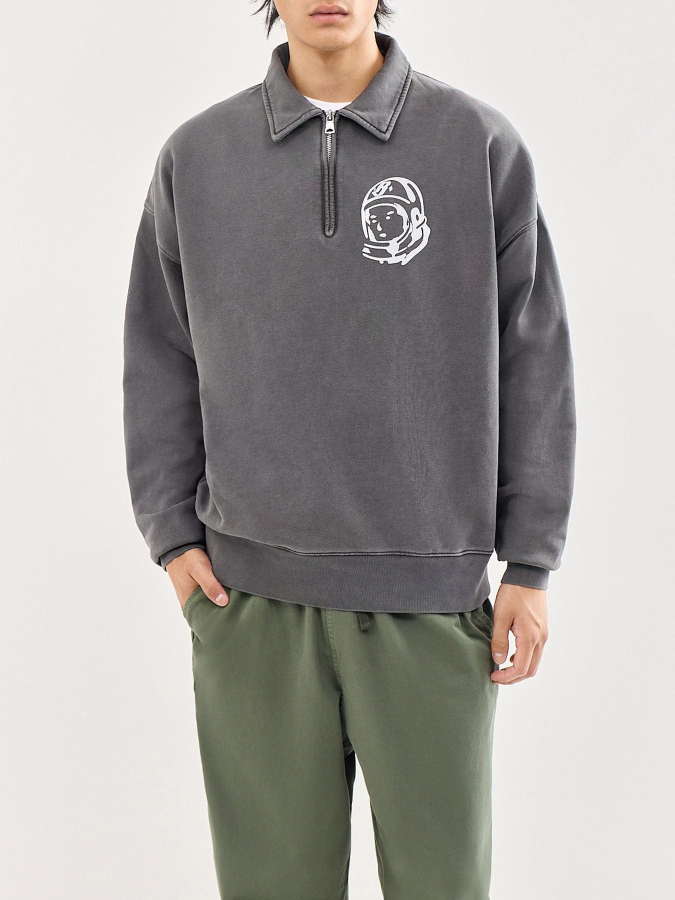 Billionaire Boys Club Arch Logo Washed Quarter Zip Sweatshirt Grey