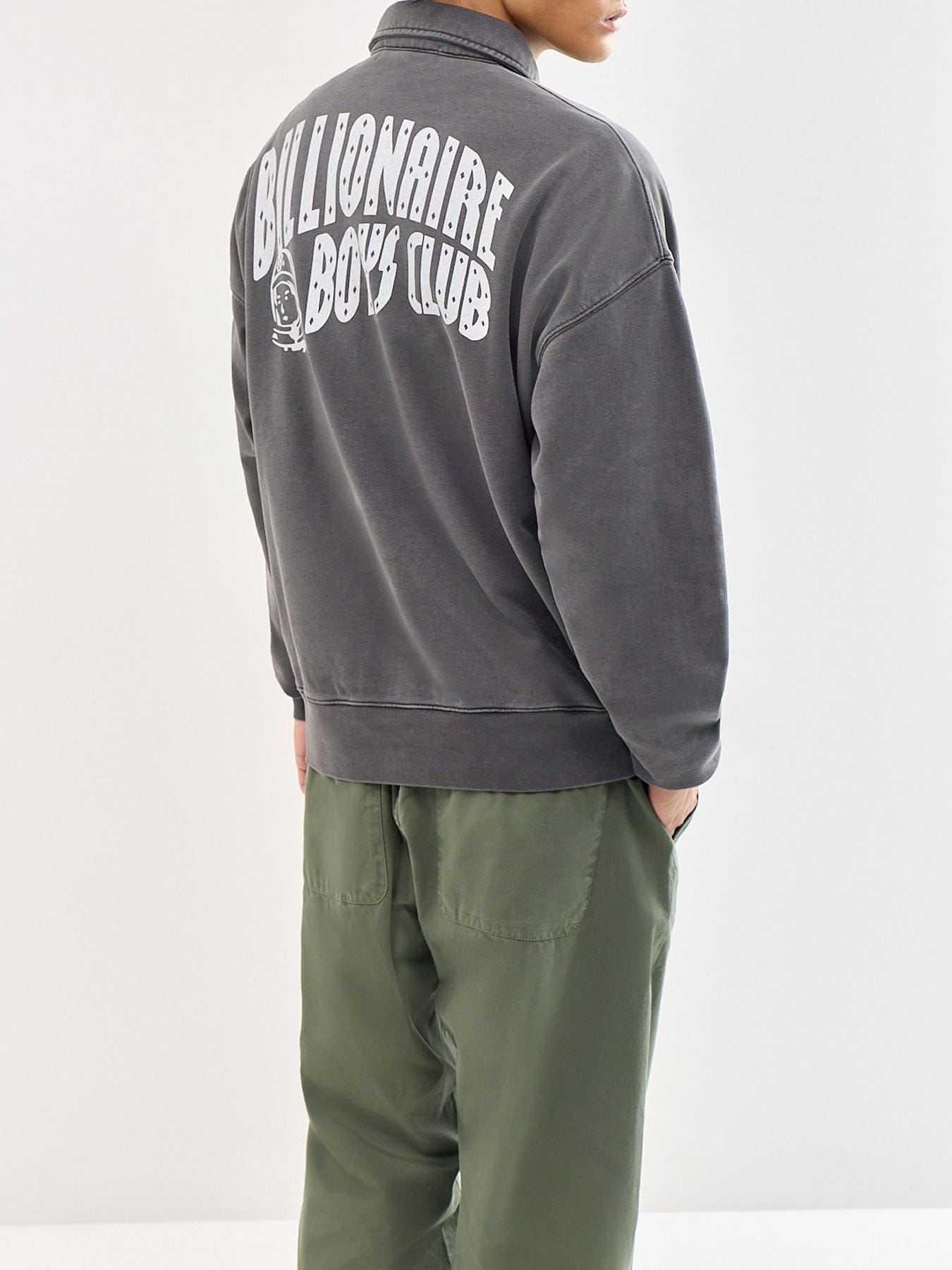 Billionaire Boys Club Arch Logo Washed Quarter Zip Sweatshirt Grey