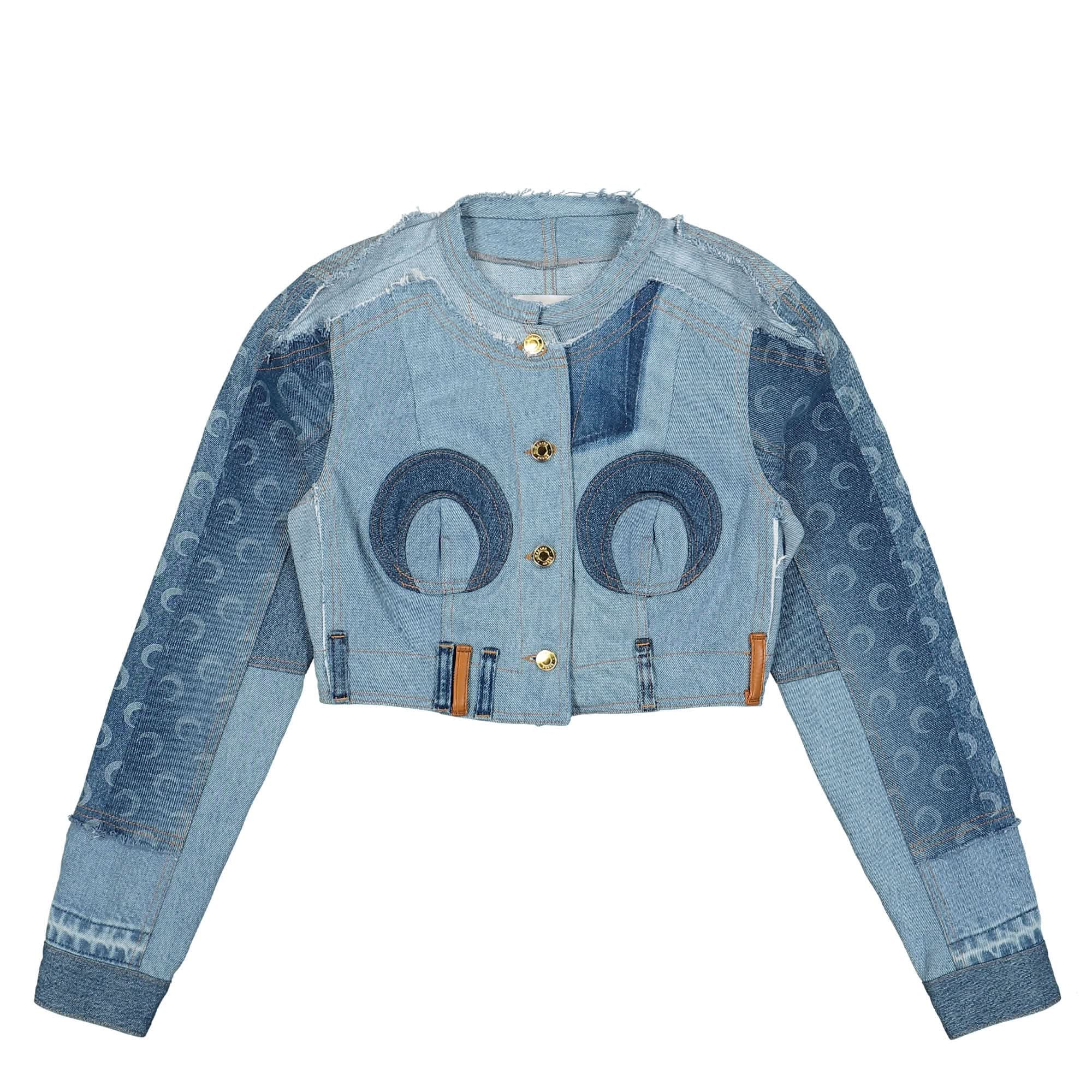 Marine Serre Upcycled Denim Cropped Jacket