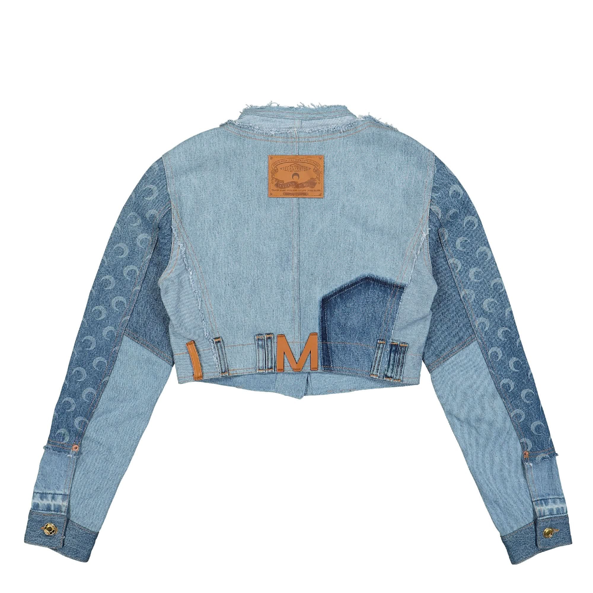Marine Serre Upcycled Denim Cropped Jacket