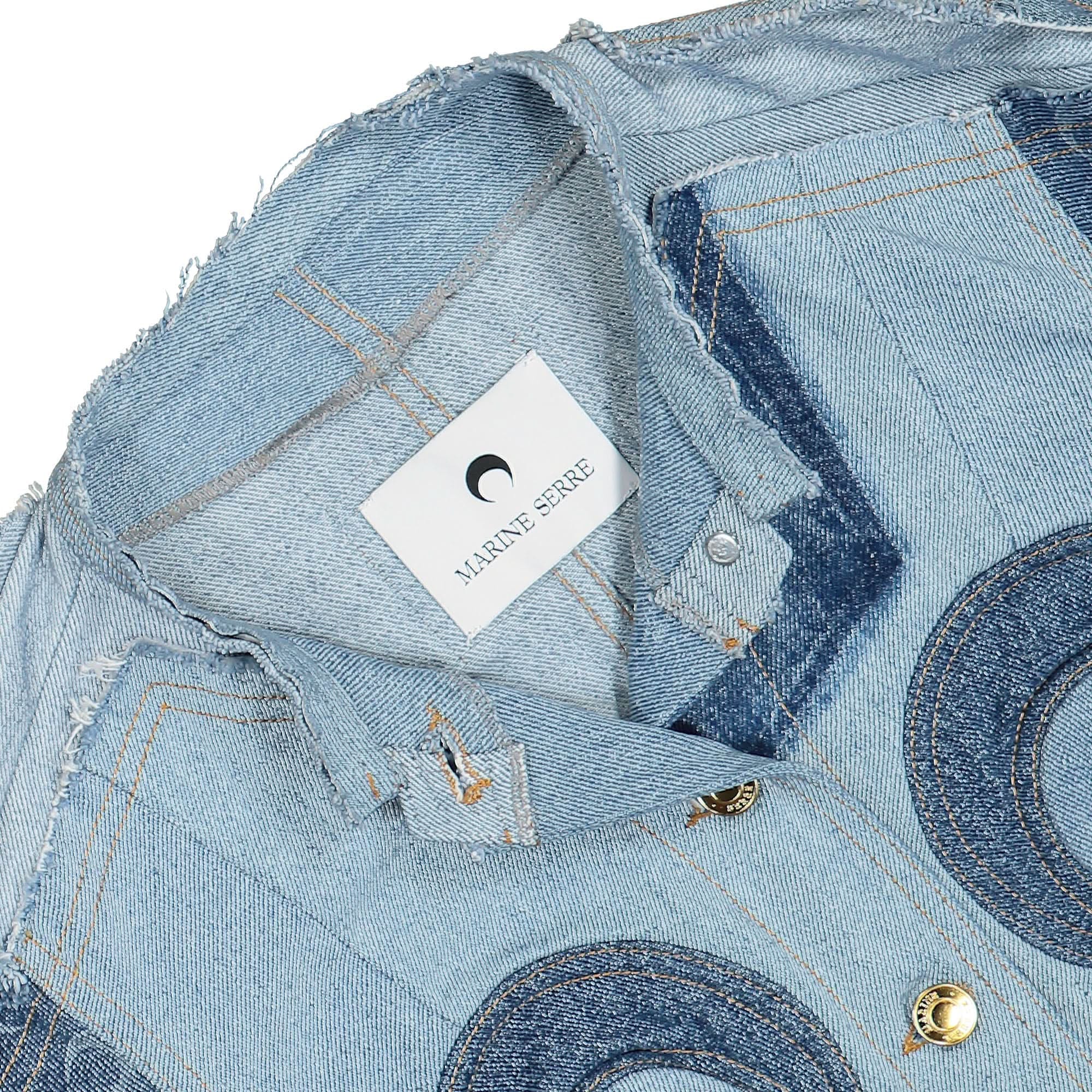 Marine Serre Upcycled Denim Cropped Jacket