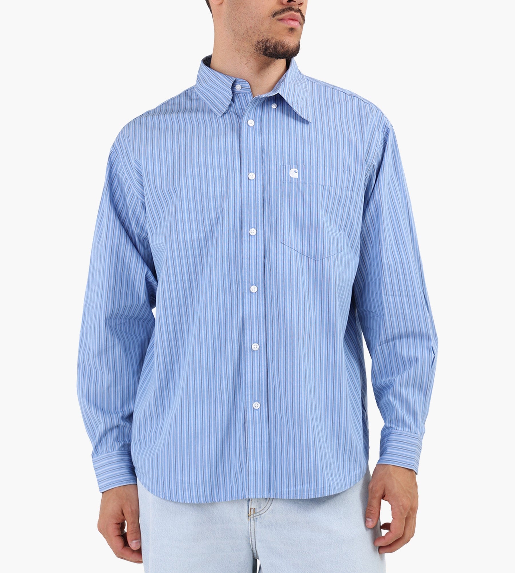Carhartt WIP Long Sleeve Keene Shirt Keene Stripe Curacao