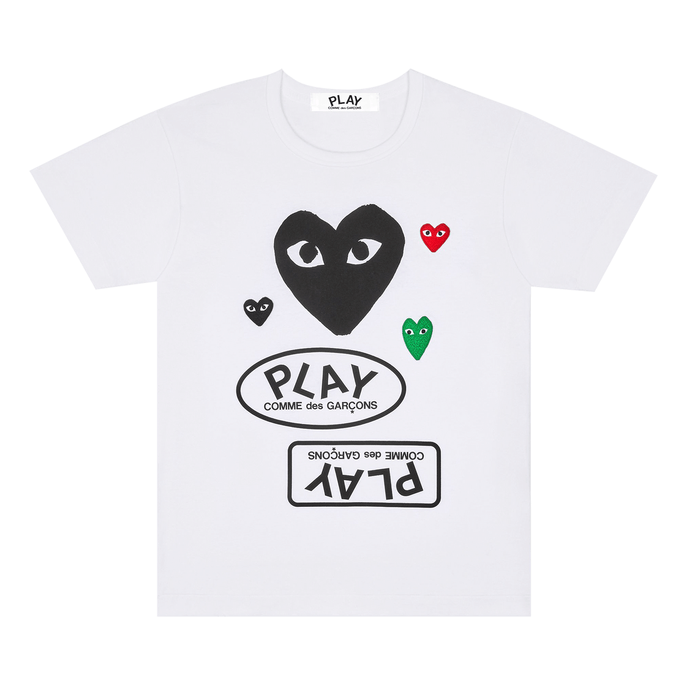 Comme des Garçons PLAY Multi Logo Shorts-Sleeve T-Shirt White