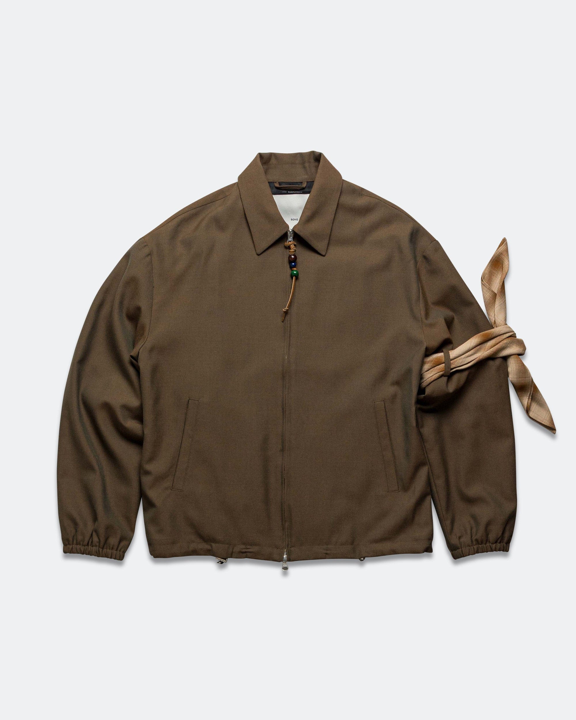 Song For The Mute Slim Coach Jacket - Brown Chambre Gabardine