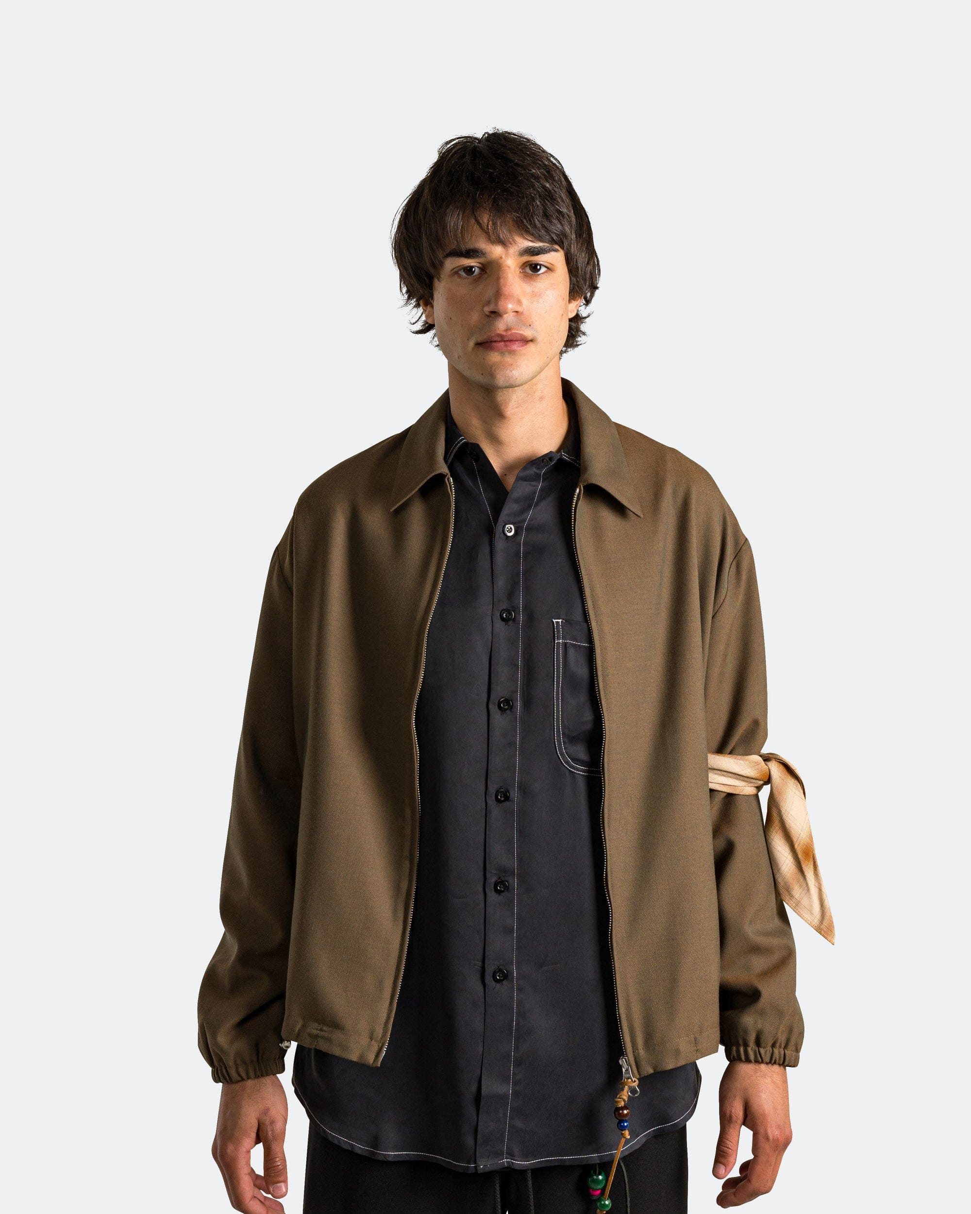 Song For The Mute Slim Coach Jacket - Brown Chambre Gabardine
