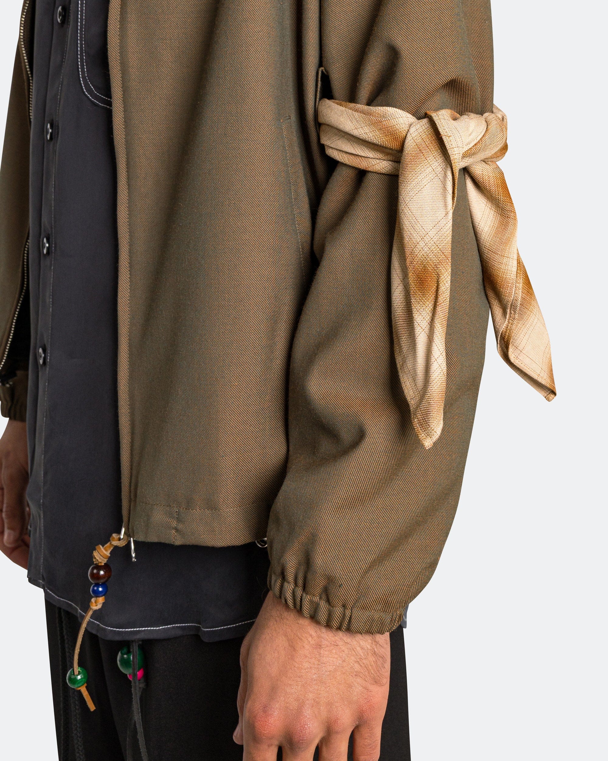 Song For The Mute Slim Coach Jacket - Brown Chambre Gabardine
