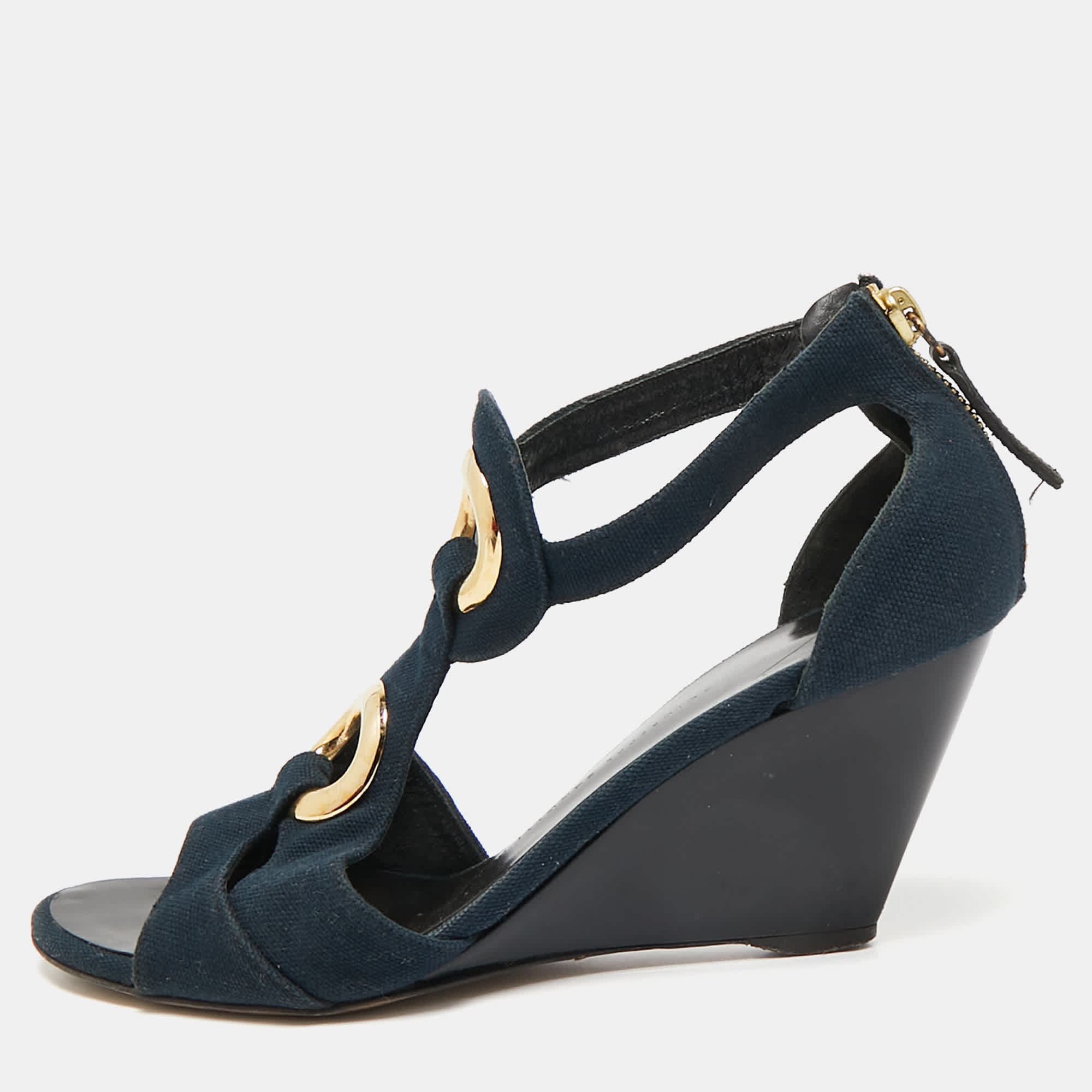 Giuseppe Zanotti Blue Canvas Wedge Sandals
