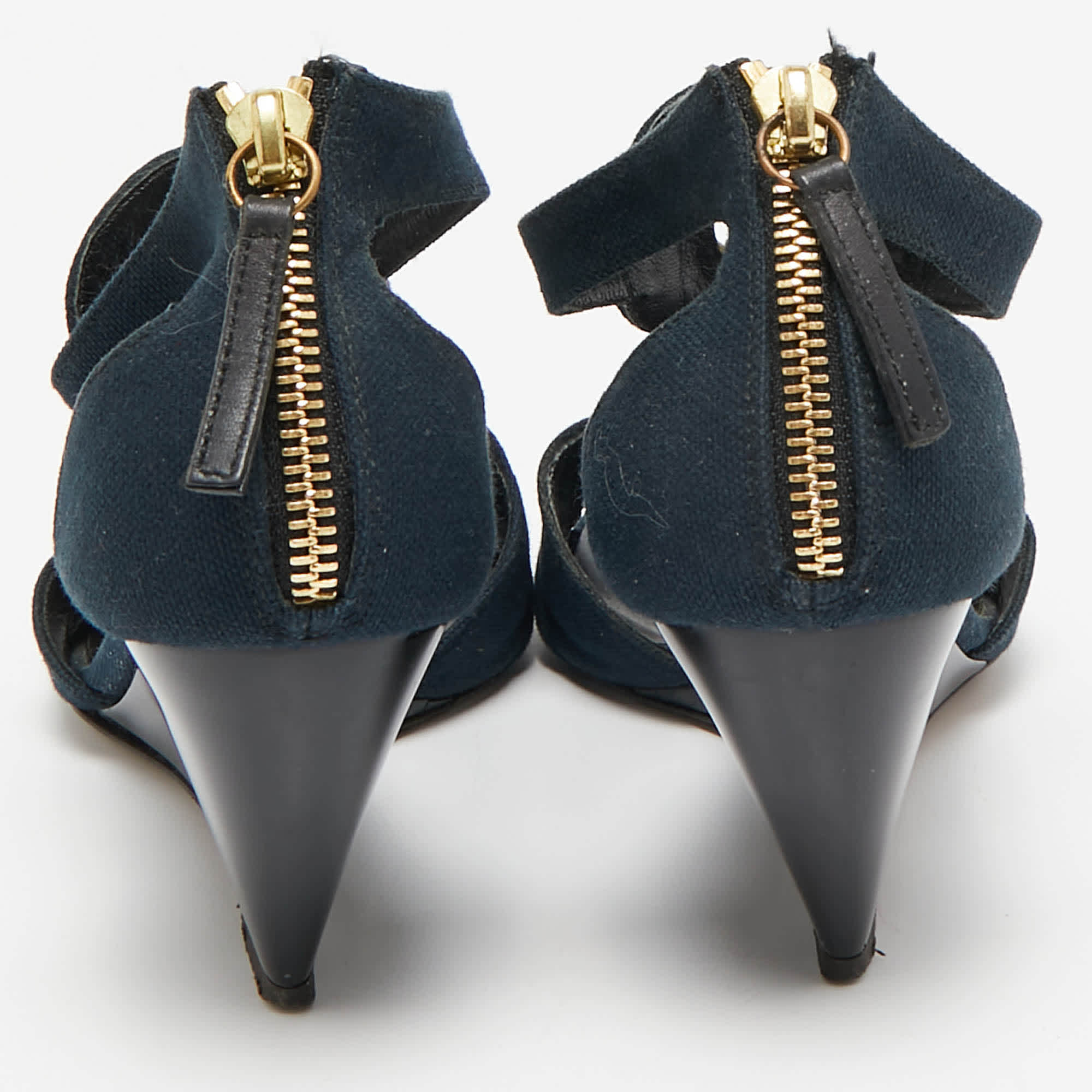 Giuseppe Zanotti Blue Canvas Wedge Sandals