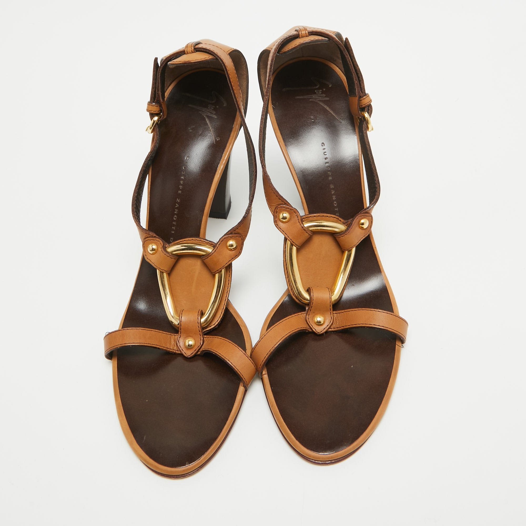 Giuseppe Zanotti Brown Leather Ankle Strap Sandals