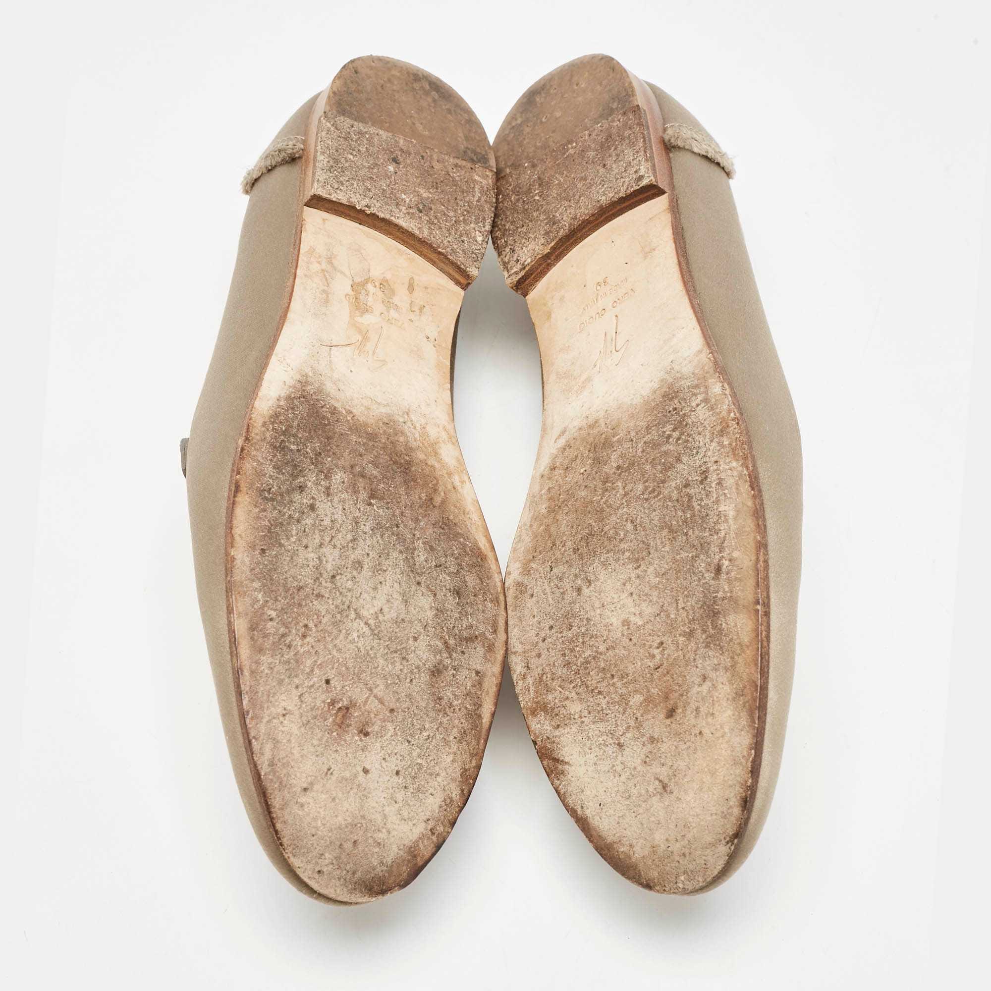 Giuseppe Zanotti Dark Beige/grey Satin And Leather Slip On Loafers