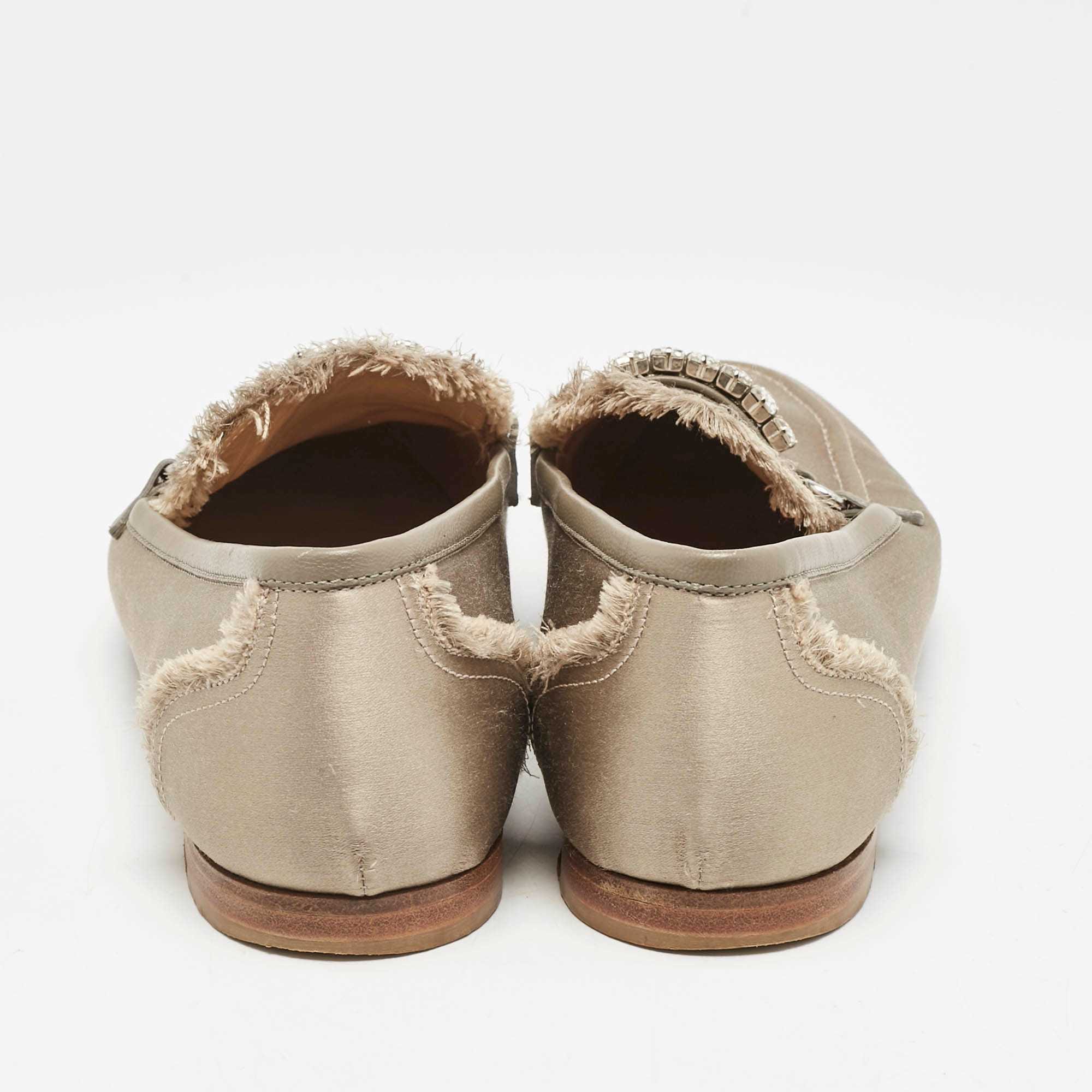 Giuseppe Zanotti Dark Beige/grey Satin And Leather Slip On Loafers