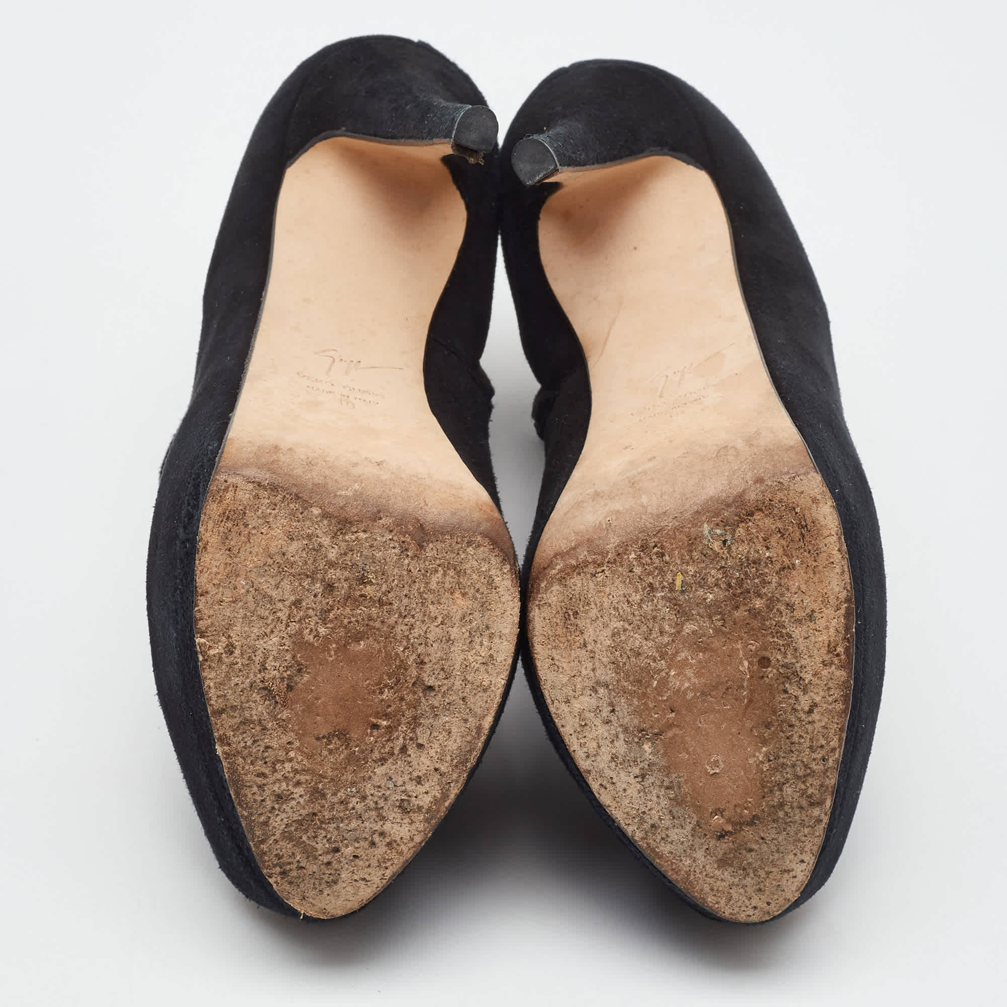 Giuseppe Zanotti Black Suede Peep Toe Platform Ankle Booties