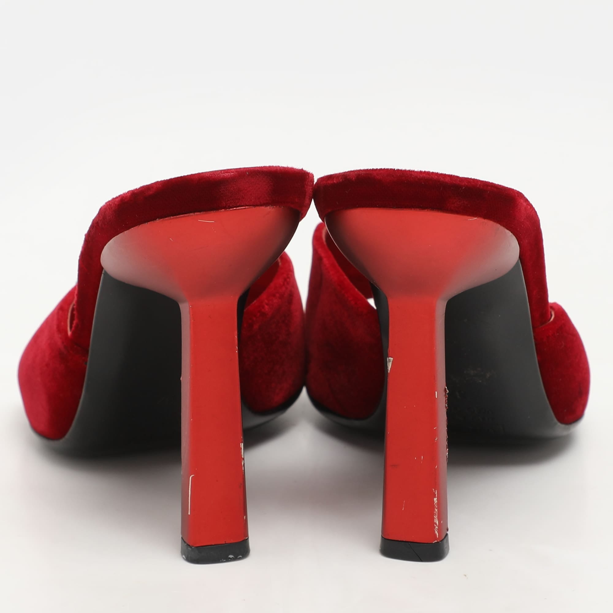 Giuseppe Zanotti Red Velvet Crystal Embellished Sandals