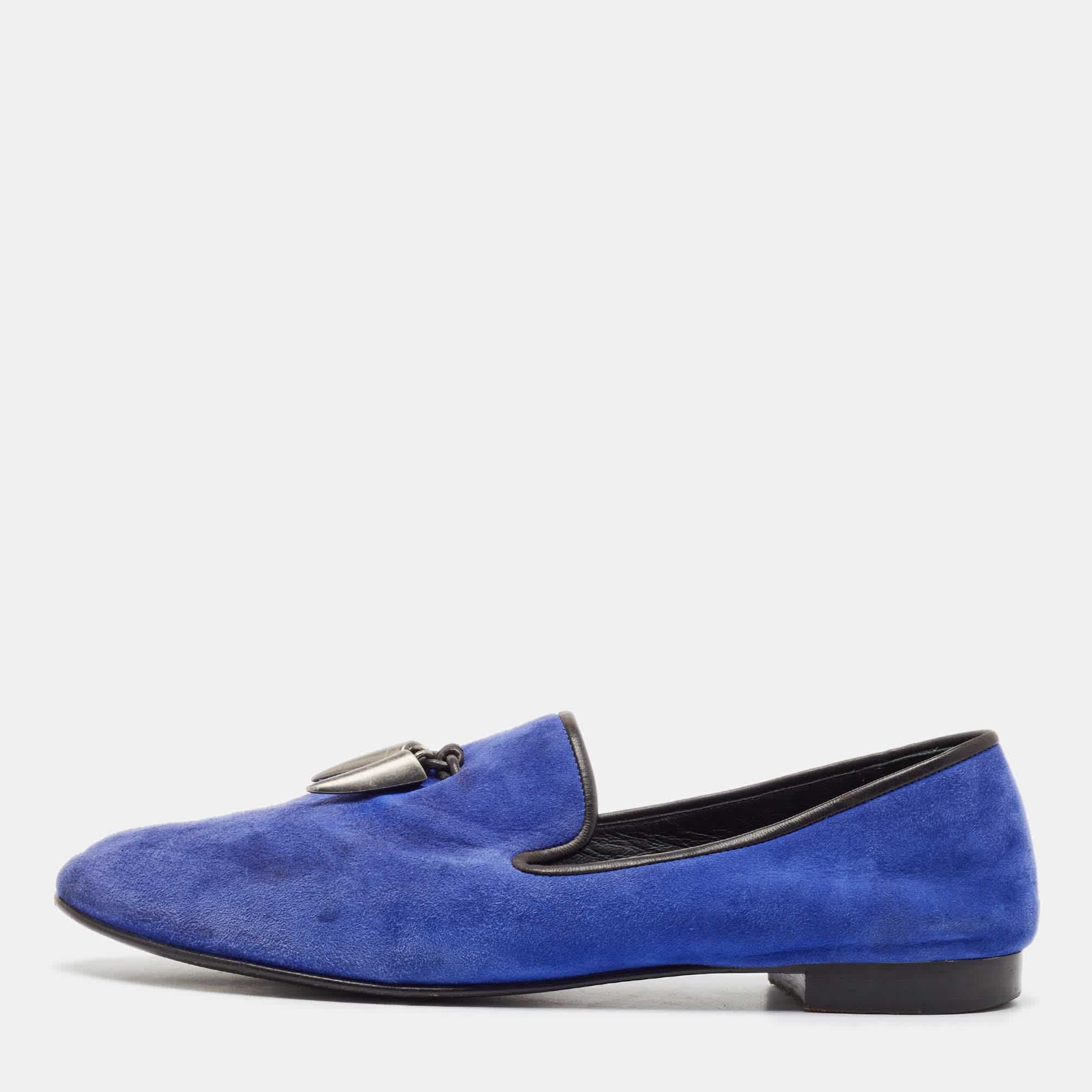 Giuseppe Zanotti Blue Suede Kevin Loafers