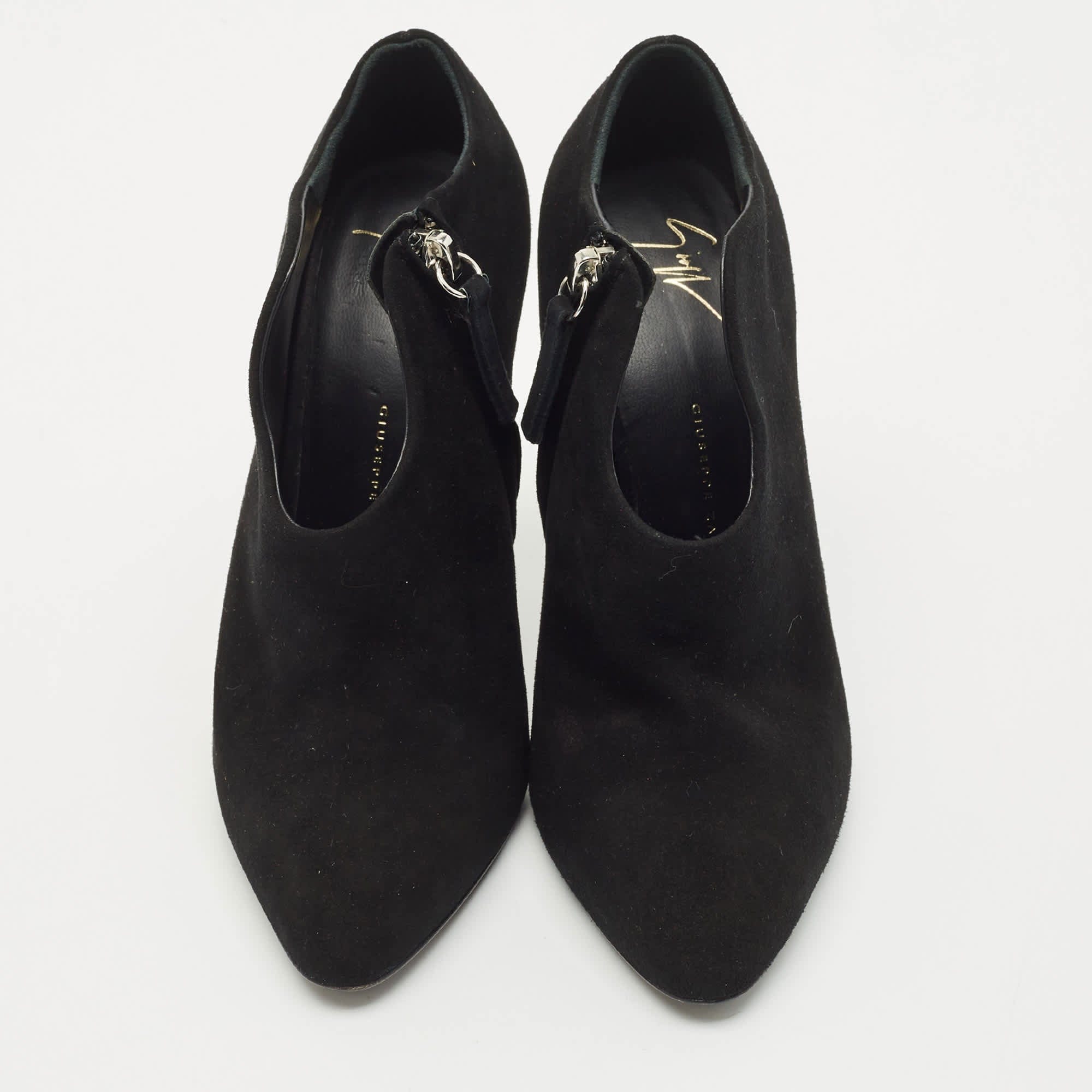 Giuseppe Zanotti Black Suede Pointed Toe Booties