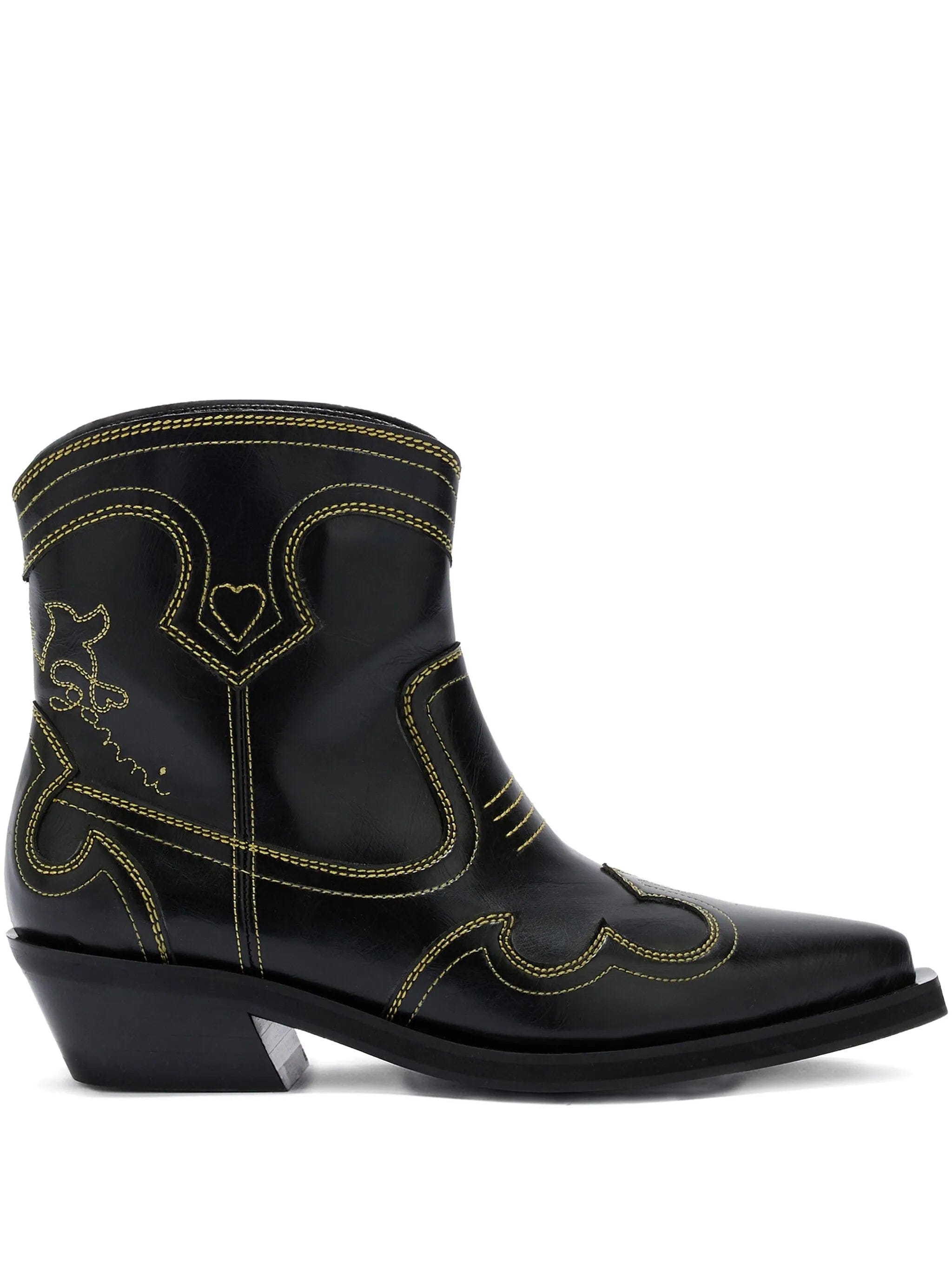 GANNI low shaft embroidered western boots