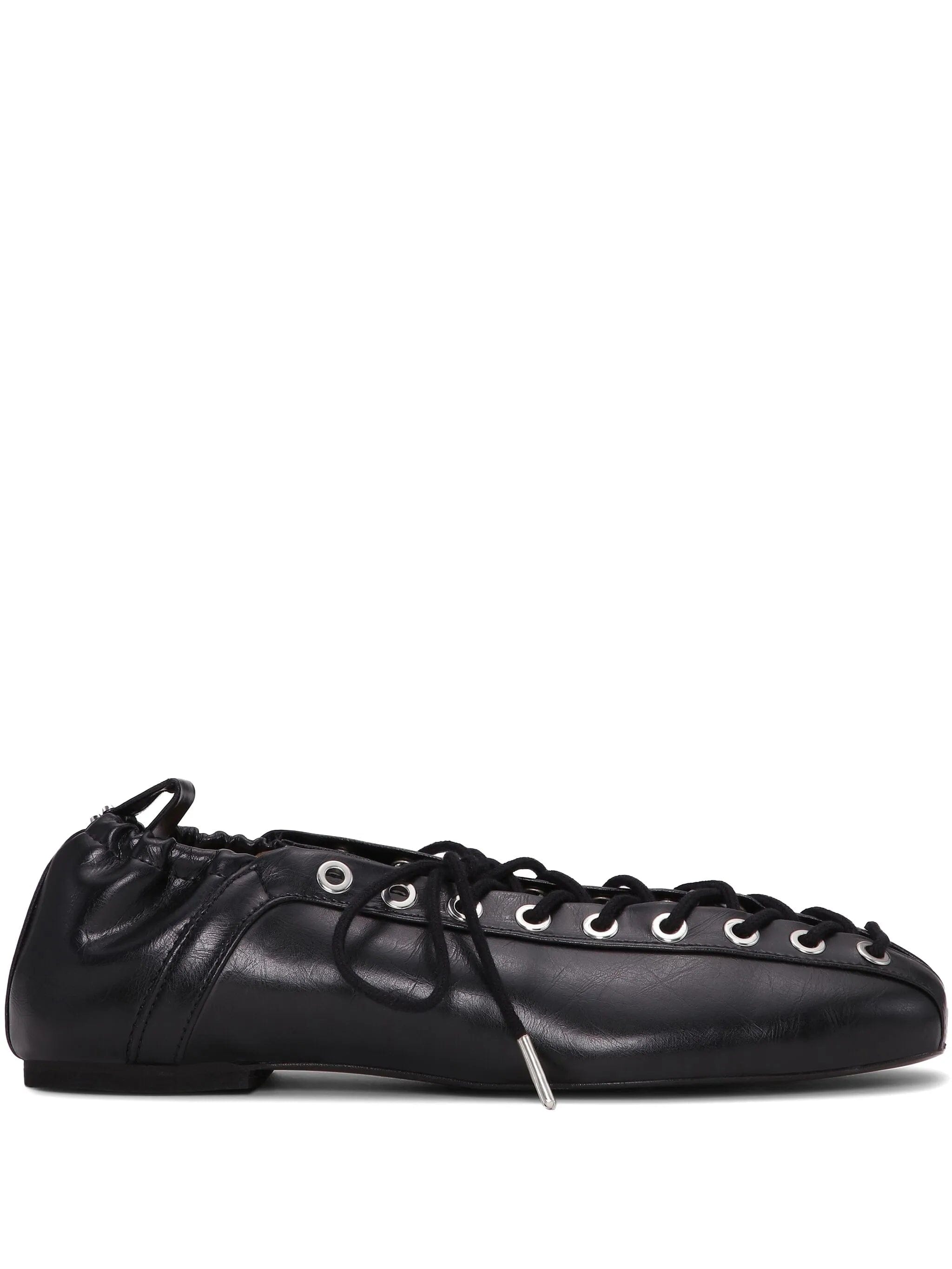 GANNI lace - up ballerinas in black Oleatex