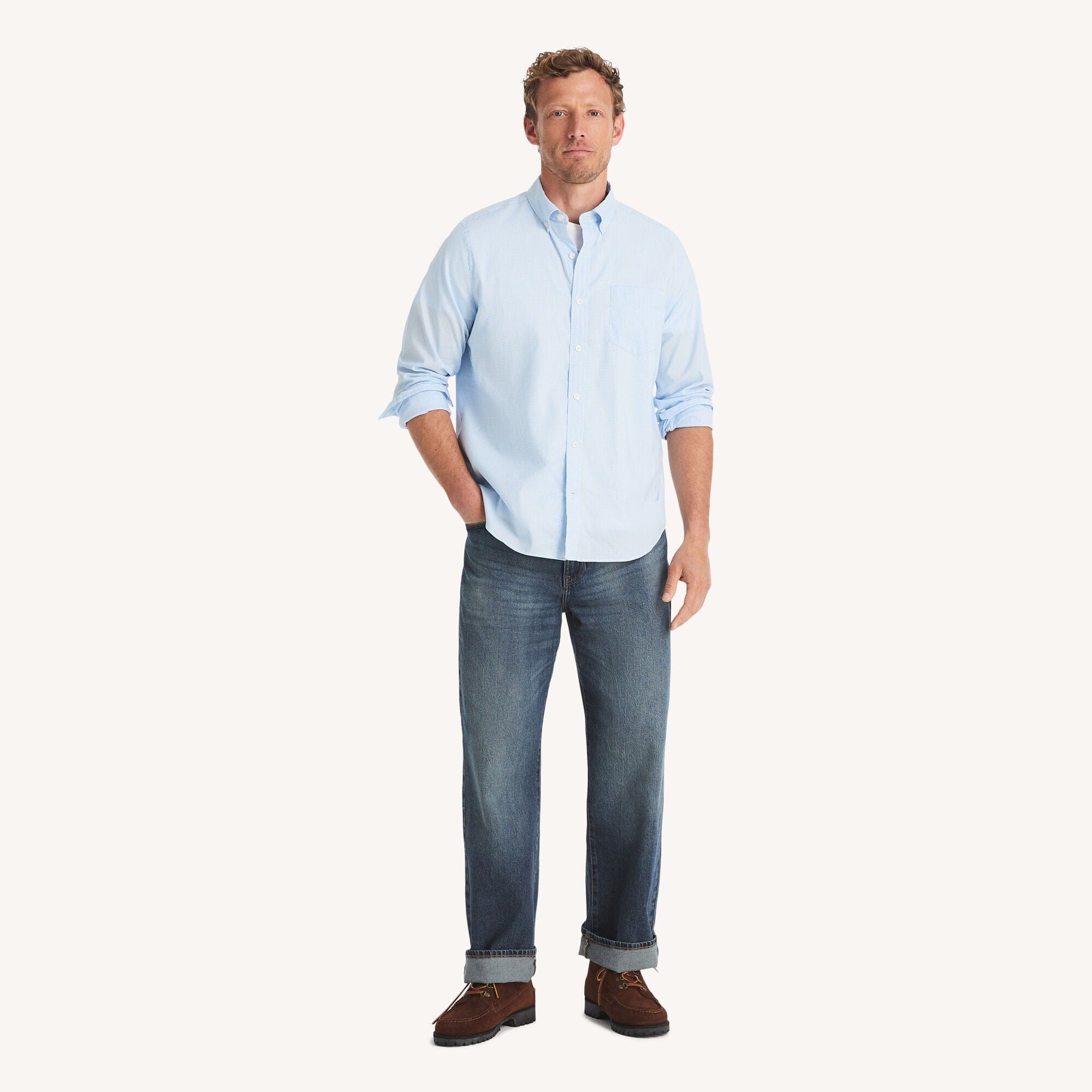 Nautica Mens Checkered Classic Fit Shirt