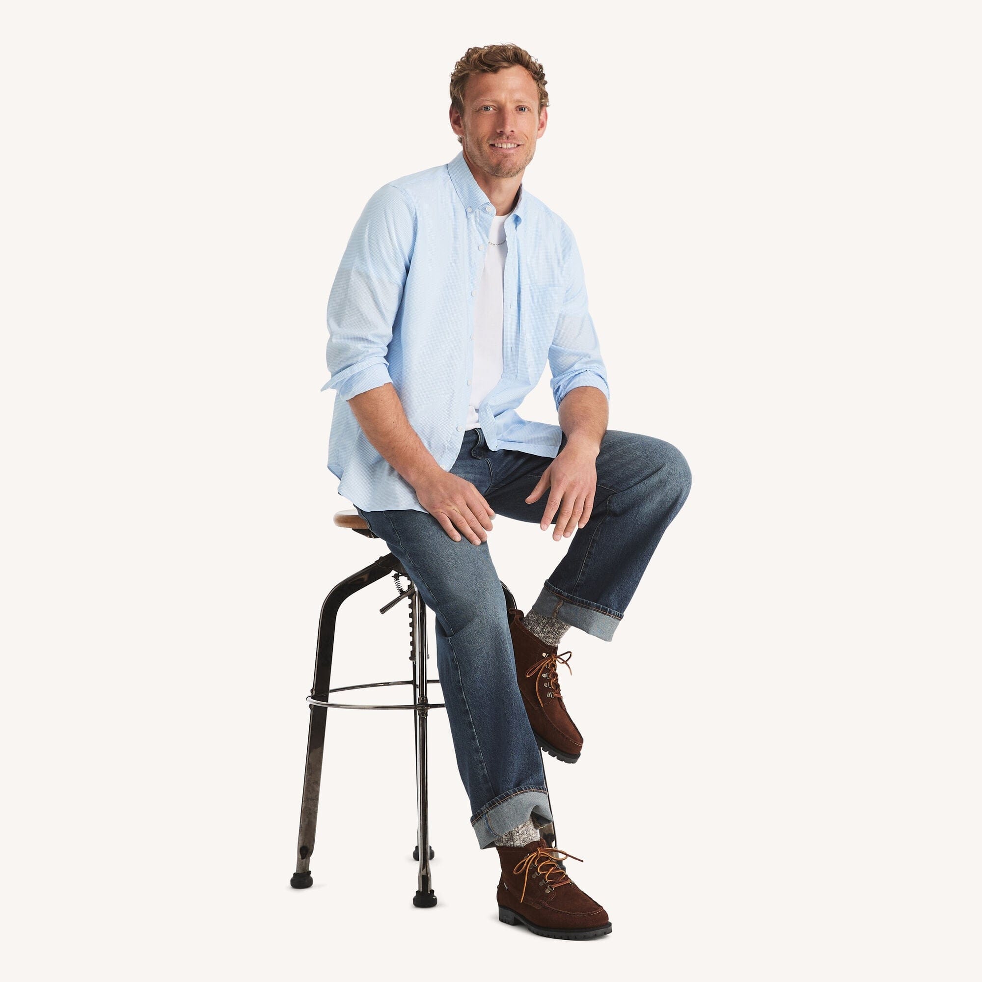 Nautica Mens Checkered Classic Fit Shirt