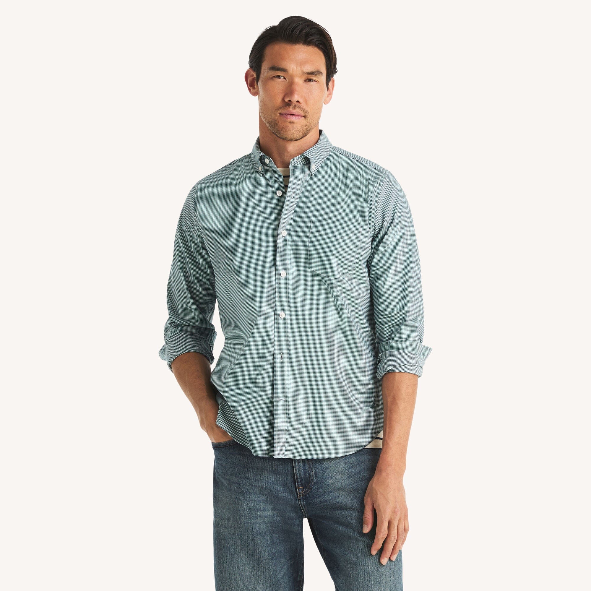Nautica Mens Checkered Classic Fit Shirt