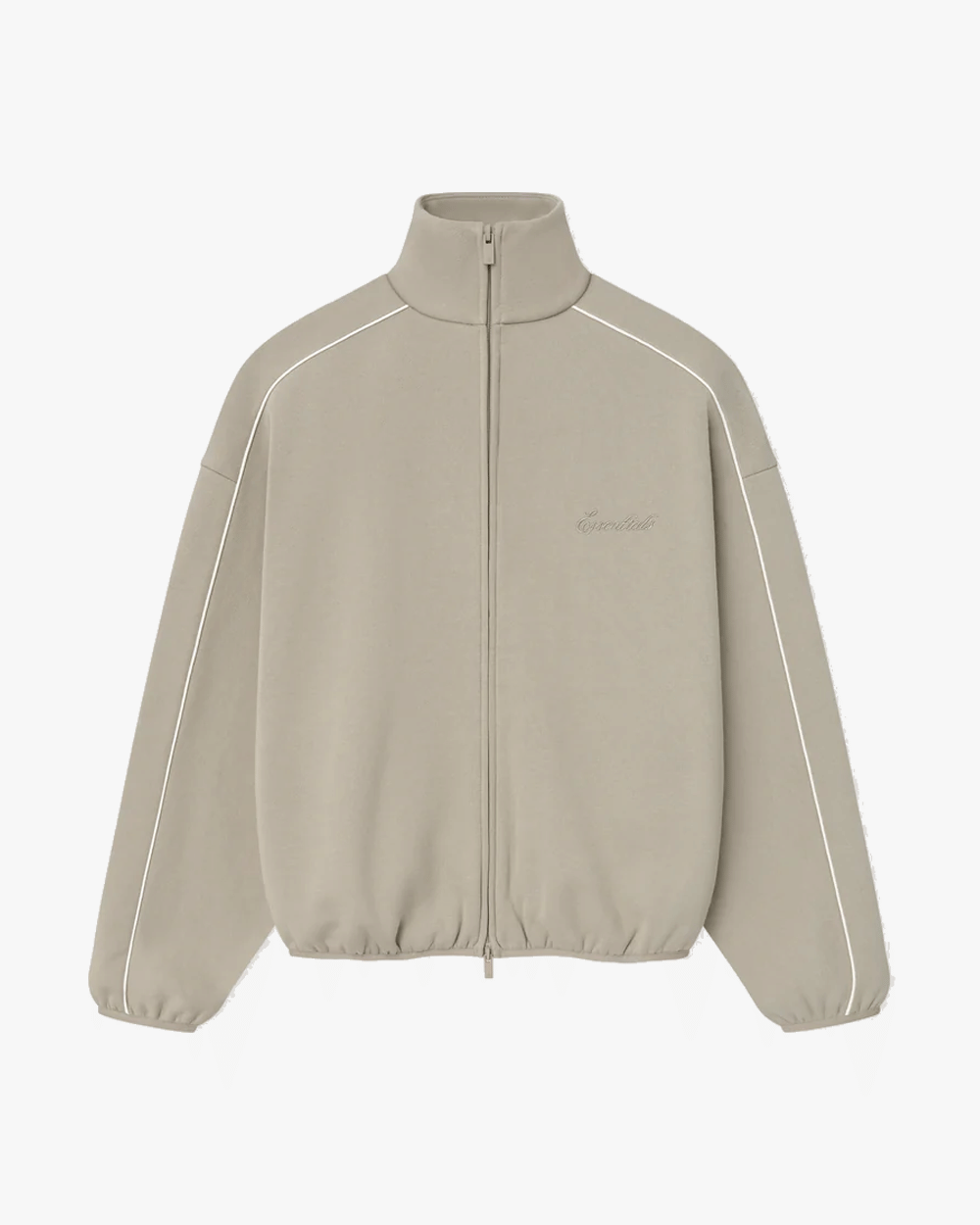 FOG ESSENTIALS SS25 MODERN FLEECE TRACK JACKET WITH PIPING TIMBER / CLOUD WHITE