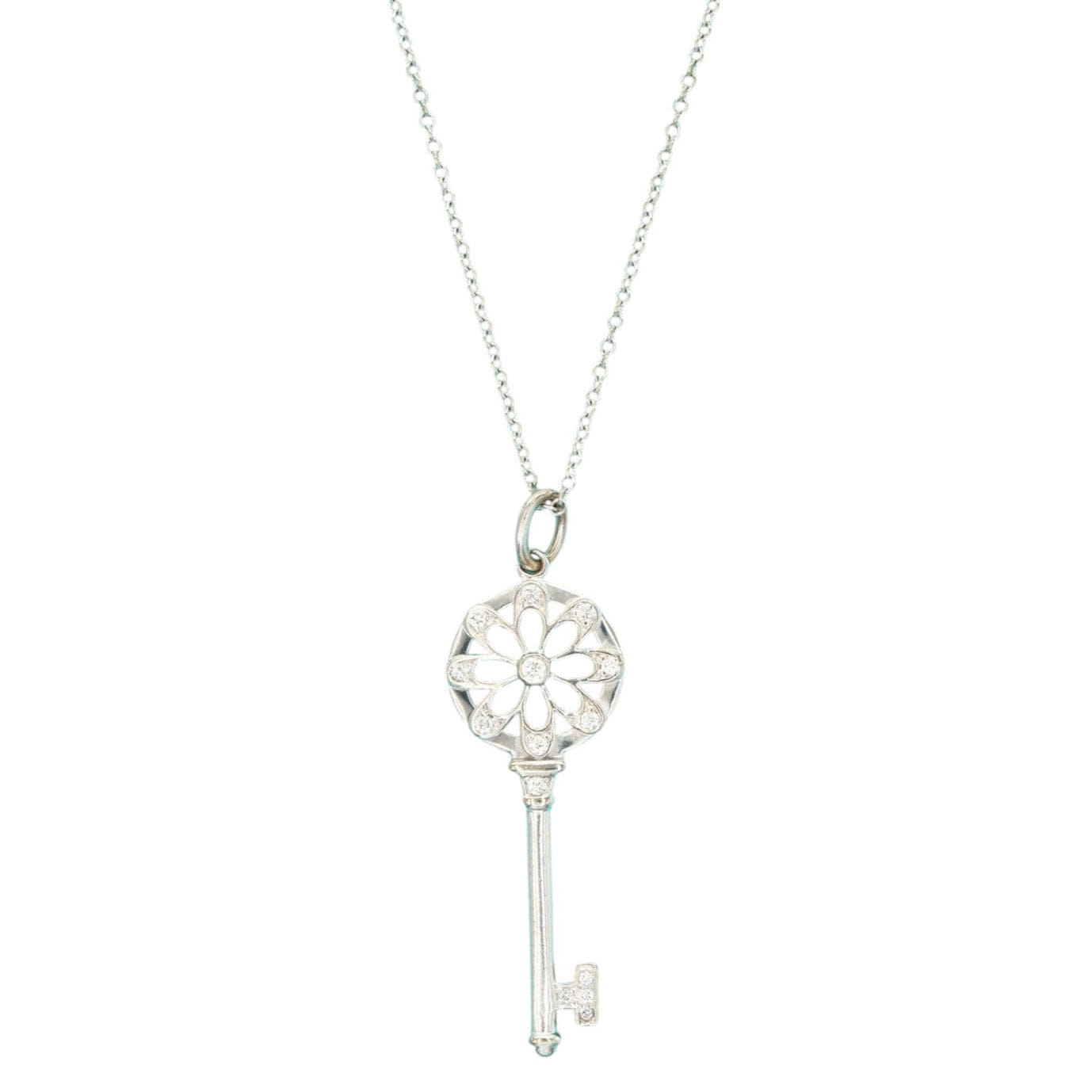 Tiffany 18k White Gold Key Diamond Necklace