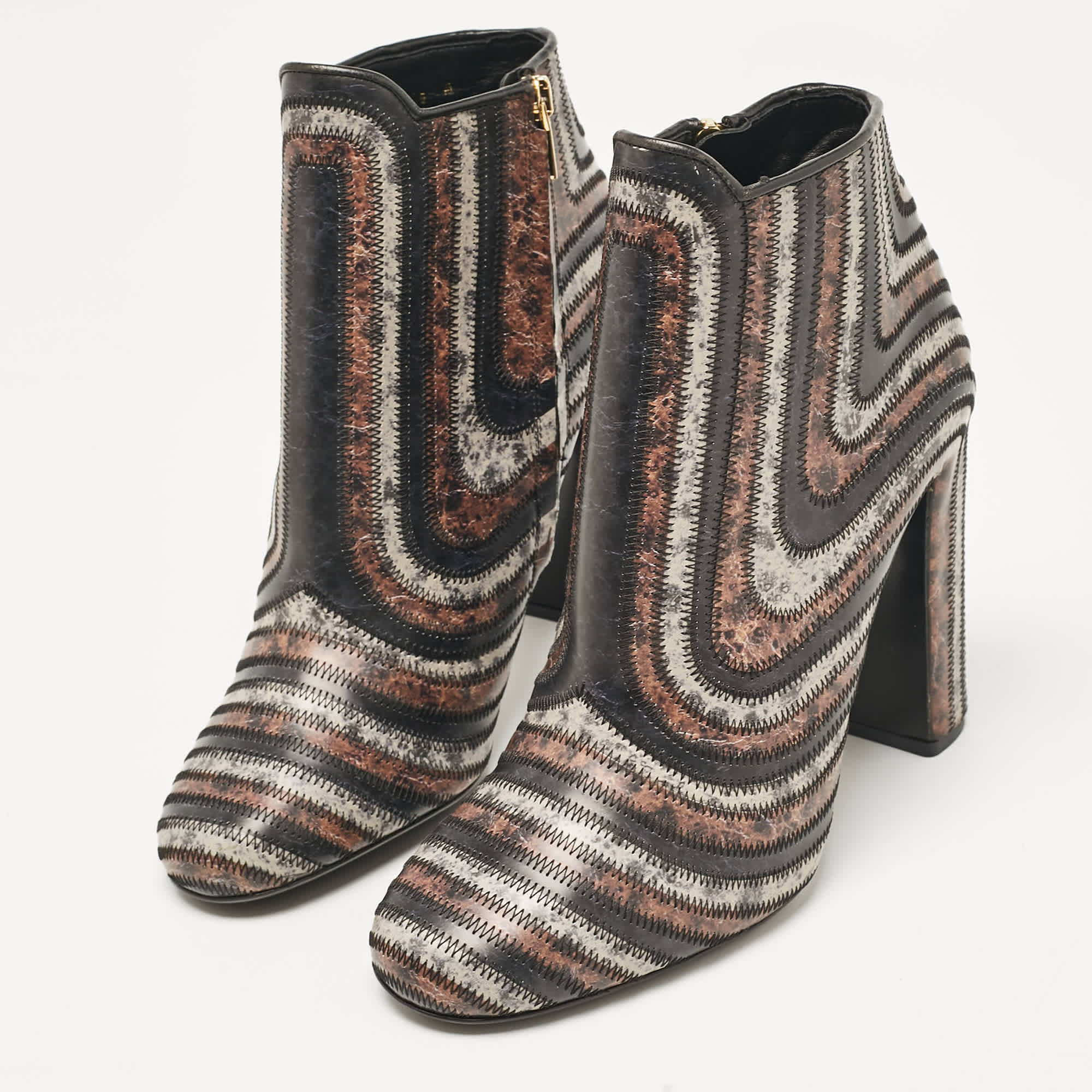 Salvatore Ferragamo Multicolor Leather Ankle Length Boots