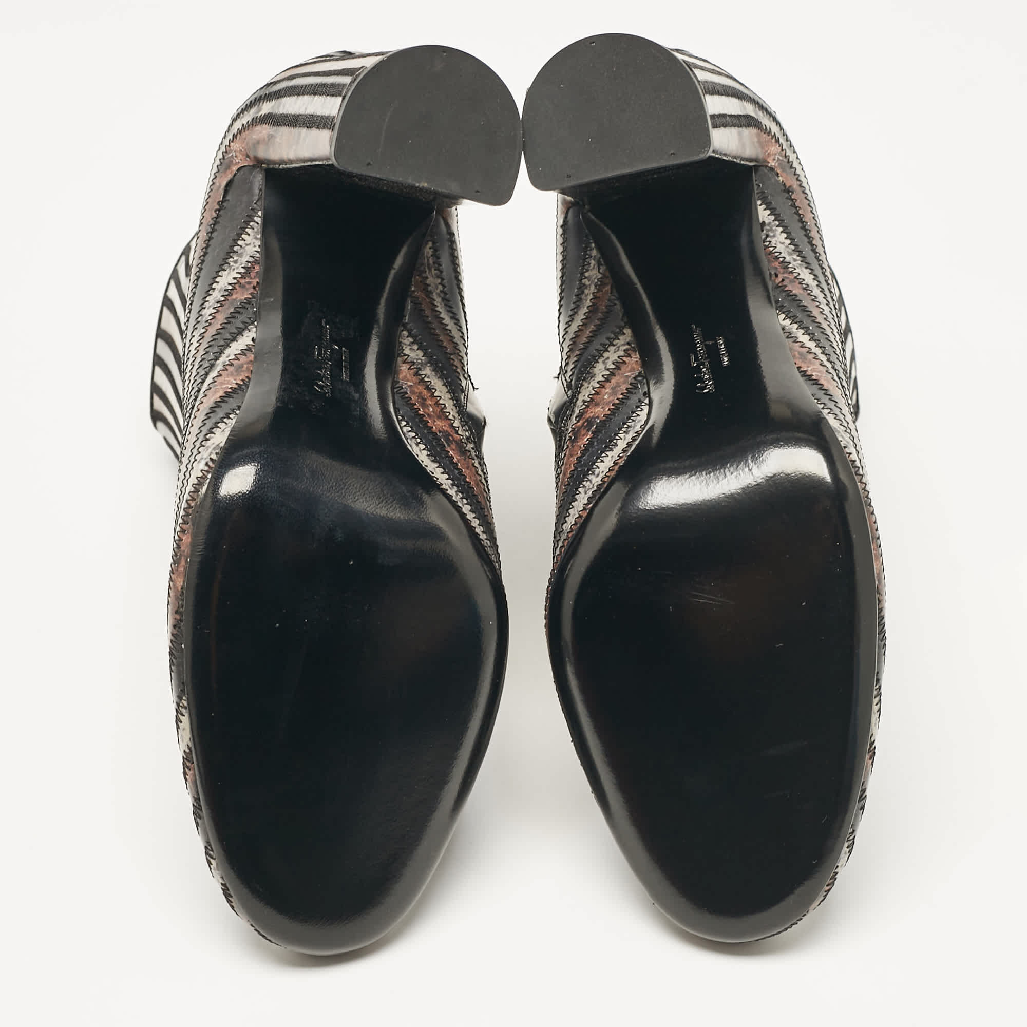 Salvatore Ferragamo Multicolor Leather Ankle Length Boots