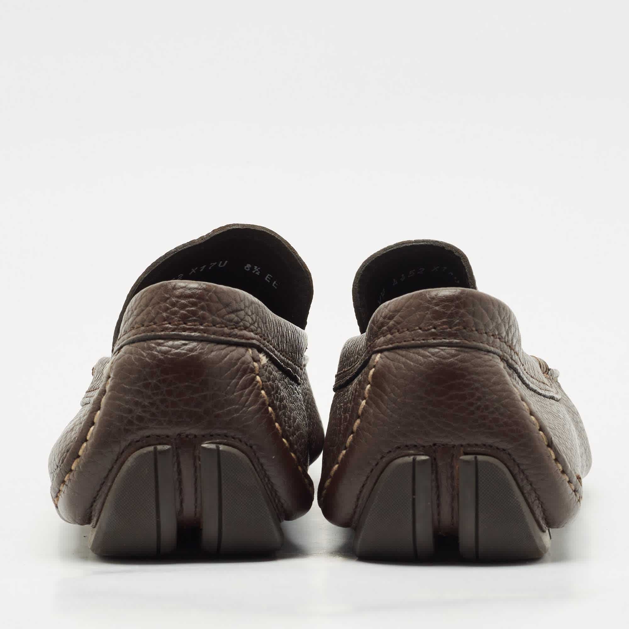 Salvatore Ferragamo Brown Leather Slip On Loafers