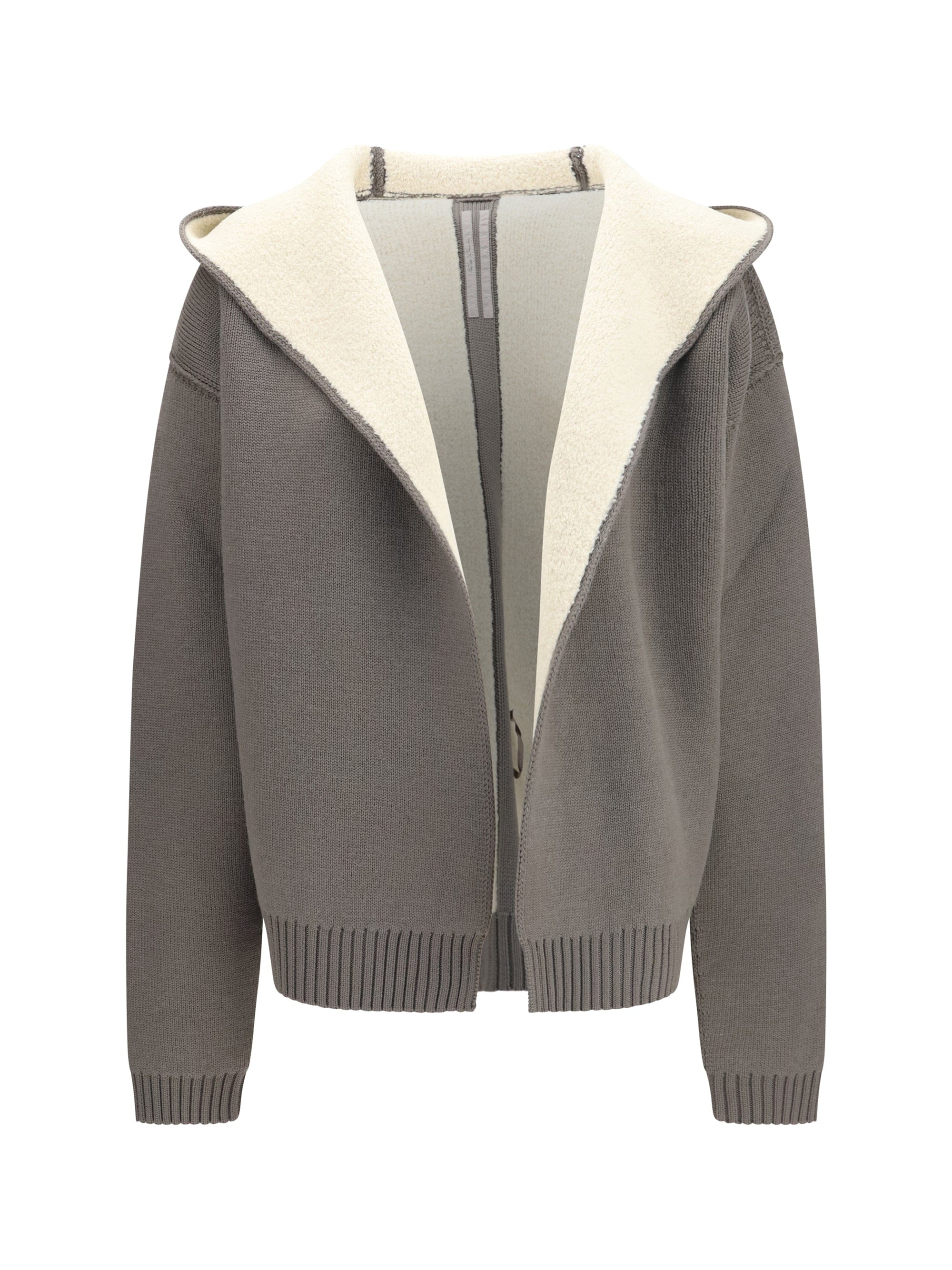 Rick Owens Reversible Wool Hoodie Jacket — Gray