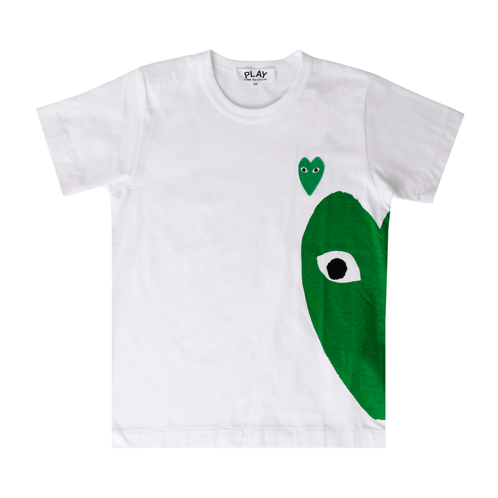Comme des Garçons Shorts-Sleeve Play T-Shirt W/Green Heart On Side White