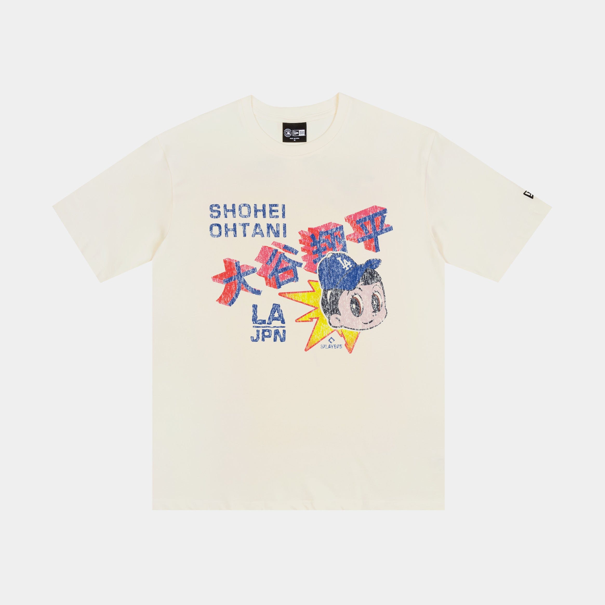 NEW ERA Los Angeles Dodgers Oversized Ohtani Mens Short Sleeve Shirt (Cream/Blue/Multi)